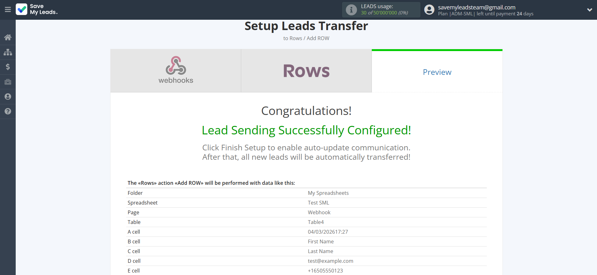 How to Connect Webhooks with Rows Add Row | Test data How to Connect Webhooks with Rows Add Row | Test data