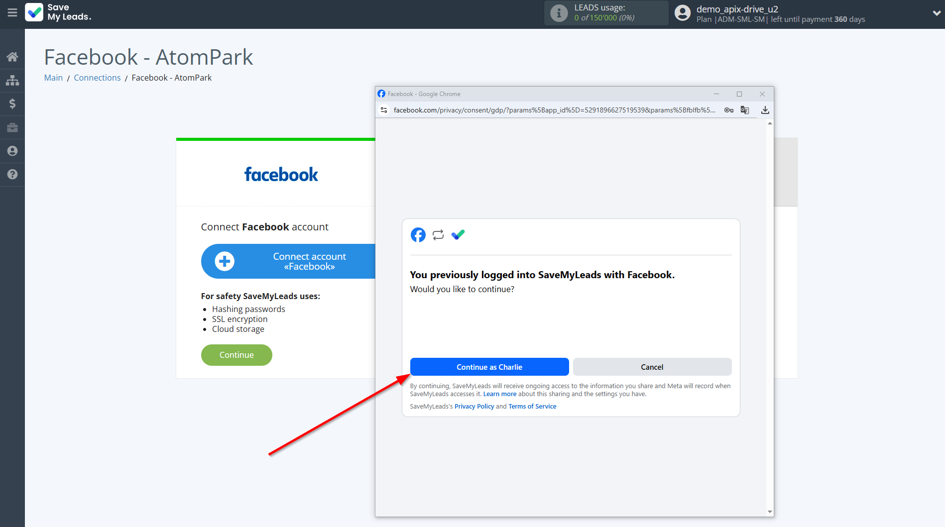 How to Connect Facebook with AtomPark | Data Source account connection