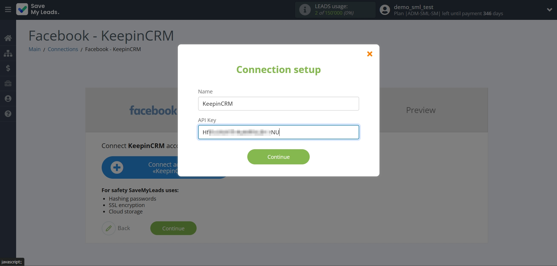 How to Connect Facebook with KeepinCRM Create/update Client/Lead | Data Destination account connection How to Connect Facebook with KeepinCRM Create/update Client/Lead | Data Destination account connection