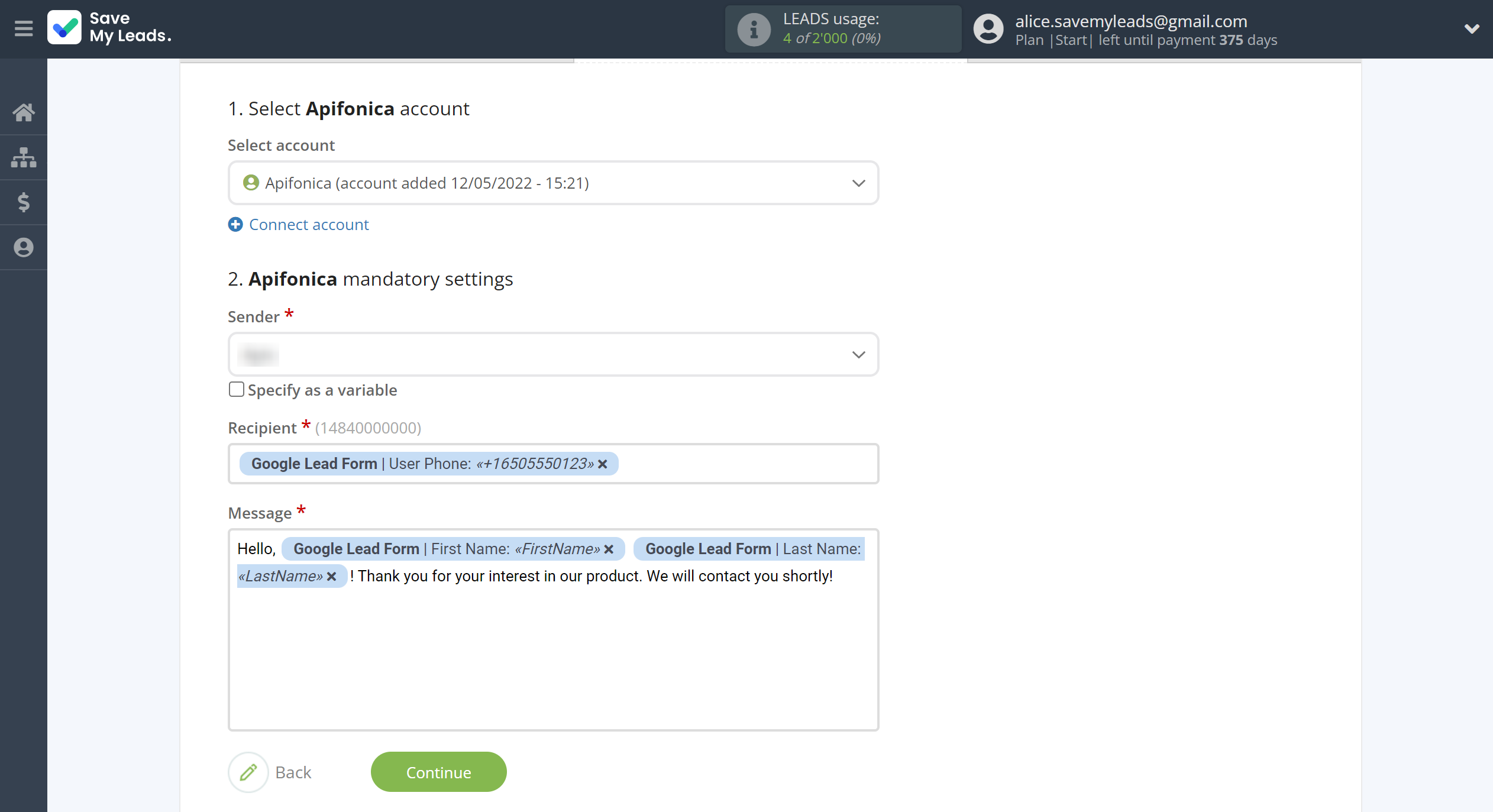 How to Connect Google Lead Form with Apifonica | Assigning fields