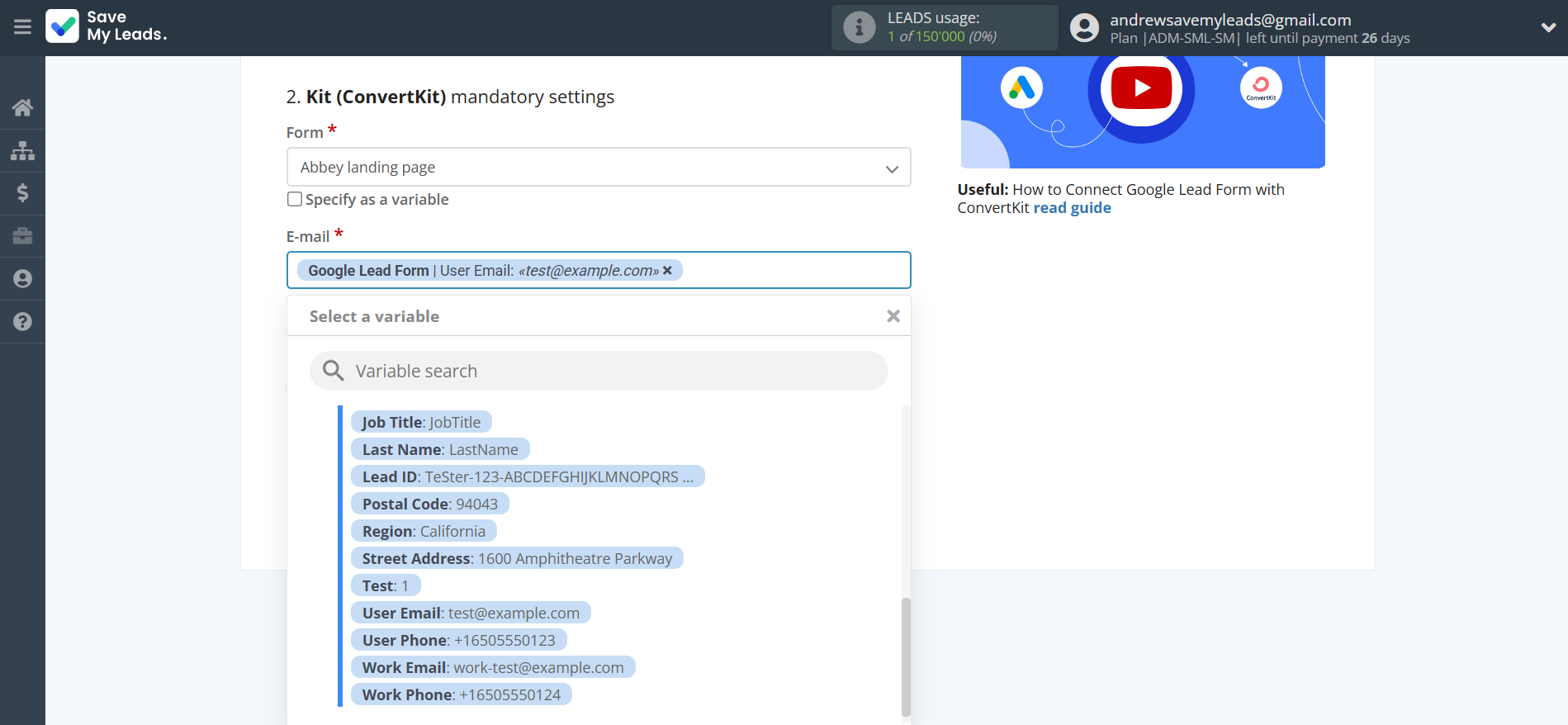 How to Connect Google Lead Form with Kit (ConvertKit) | Assigning fields How to Connect Google Lead Form with Kit (ConvertKit) | Assigning fields
