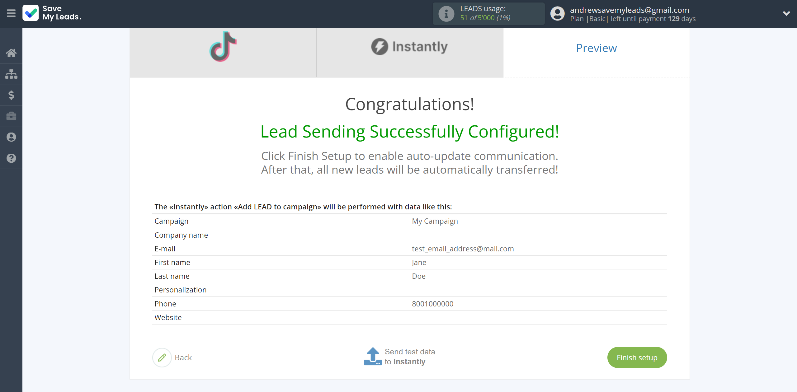 How to Connect TikTok with Instantly Add lead to campaign | Test data