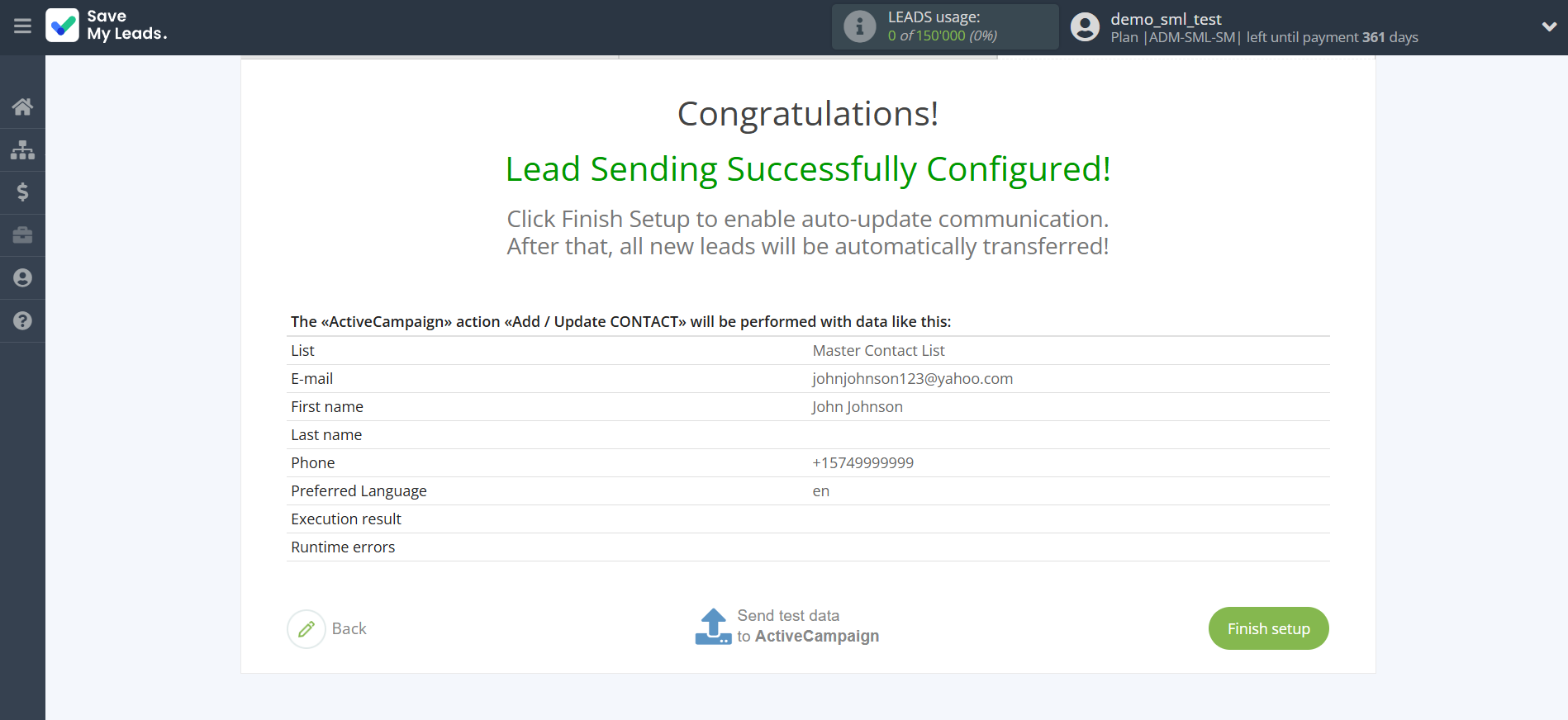 How to Connect Facebook with ActiveCampaign Create Contacts | Test data