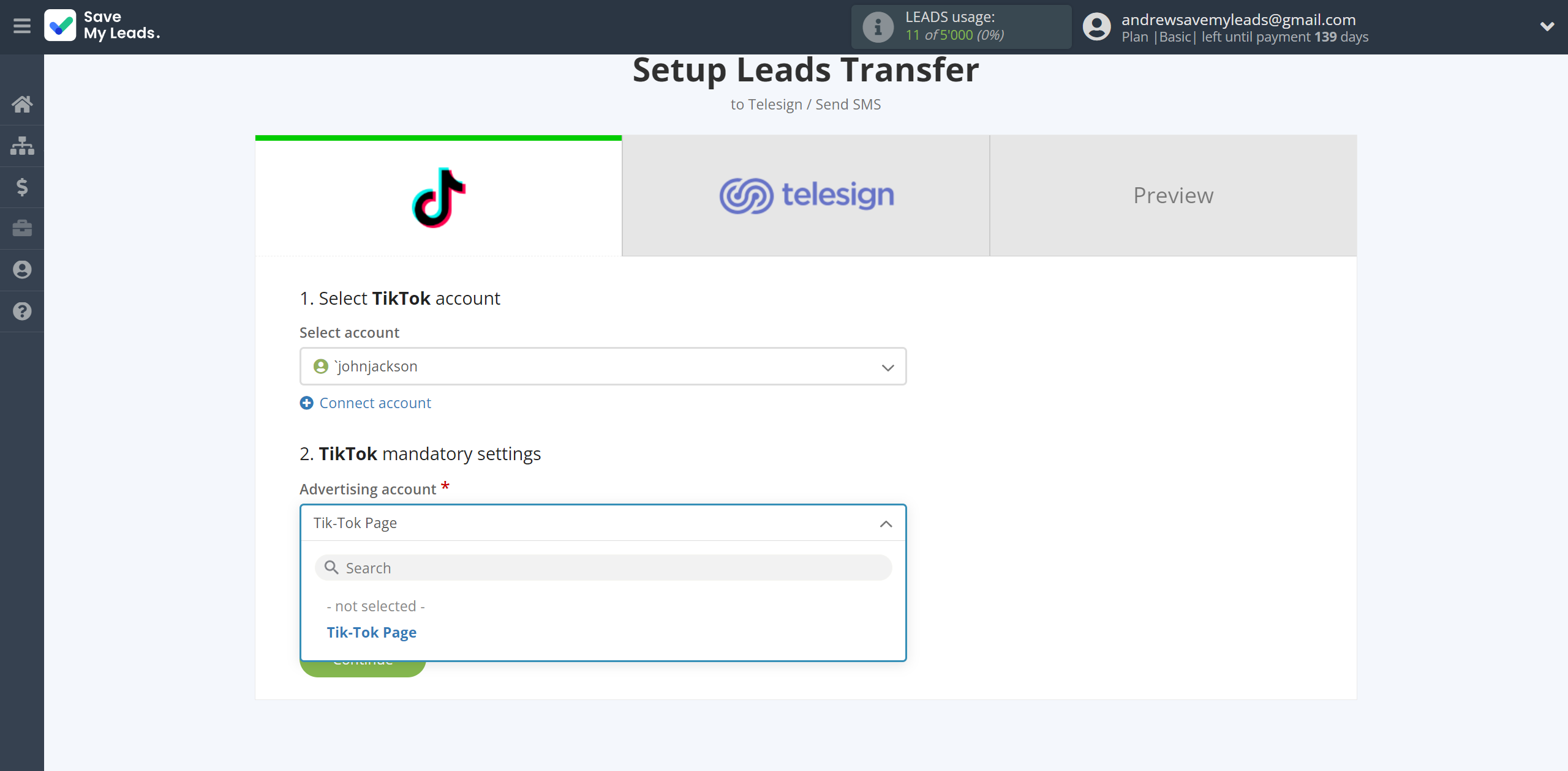 How to Connect TikTok with Telesign | Data Source account connection