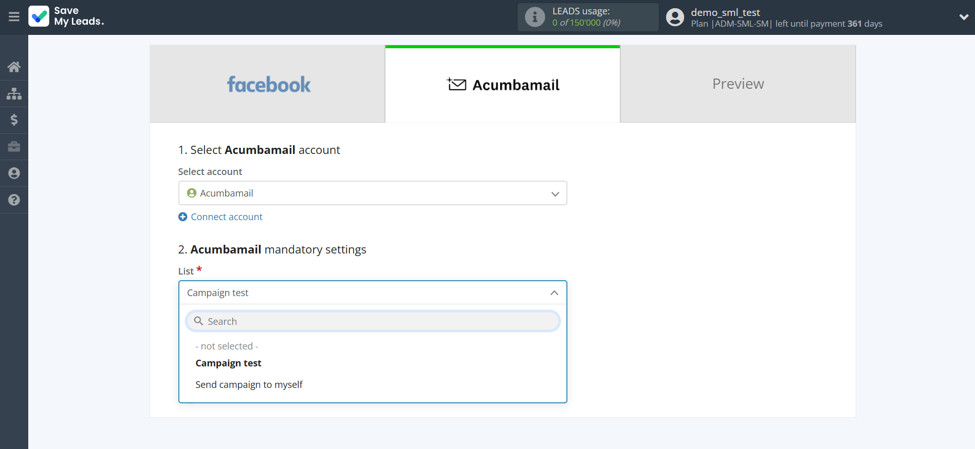 How to Connect Facebook with Acumbamail Add Subscribers | Assigning fields