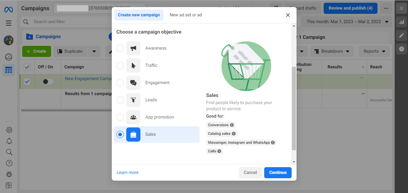 Goals in Facebook Ads Manager | Sales Goals in Facebook Ads Manager | Sales