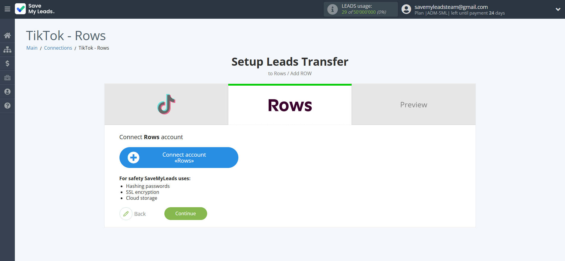 How to Connect TikTok with Rows Add Row | Data Destination account connection How to Connect TikTok with Rows Add Row | Data Destination account connection
