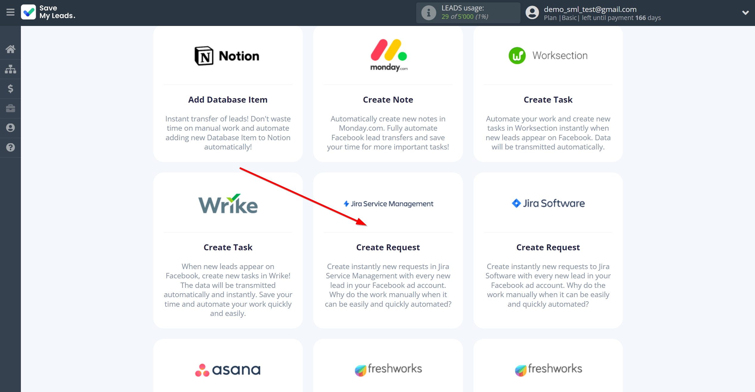 How to Connect TikTok with Jira Service Management | Data Destination system selection