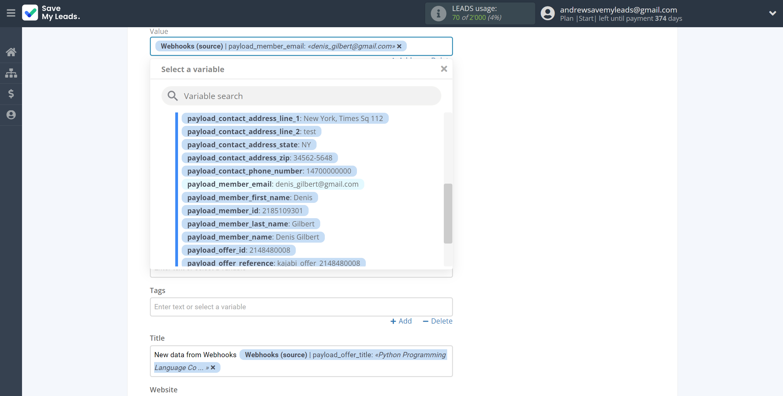 How to Connect Webhooks with AgileCRM Create Contacts | Assigning fields