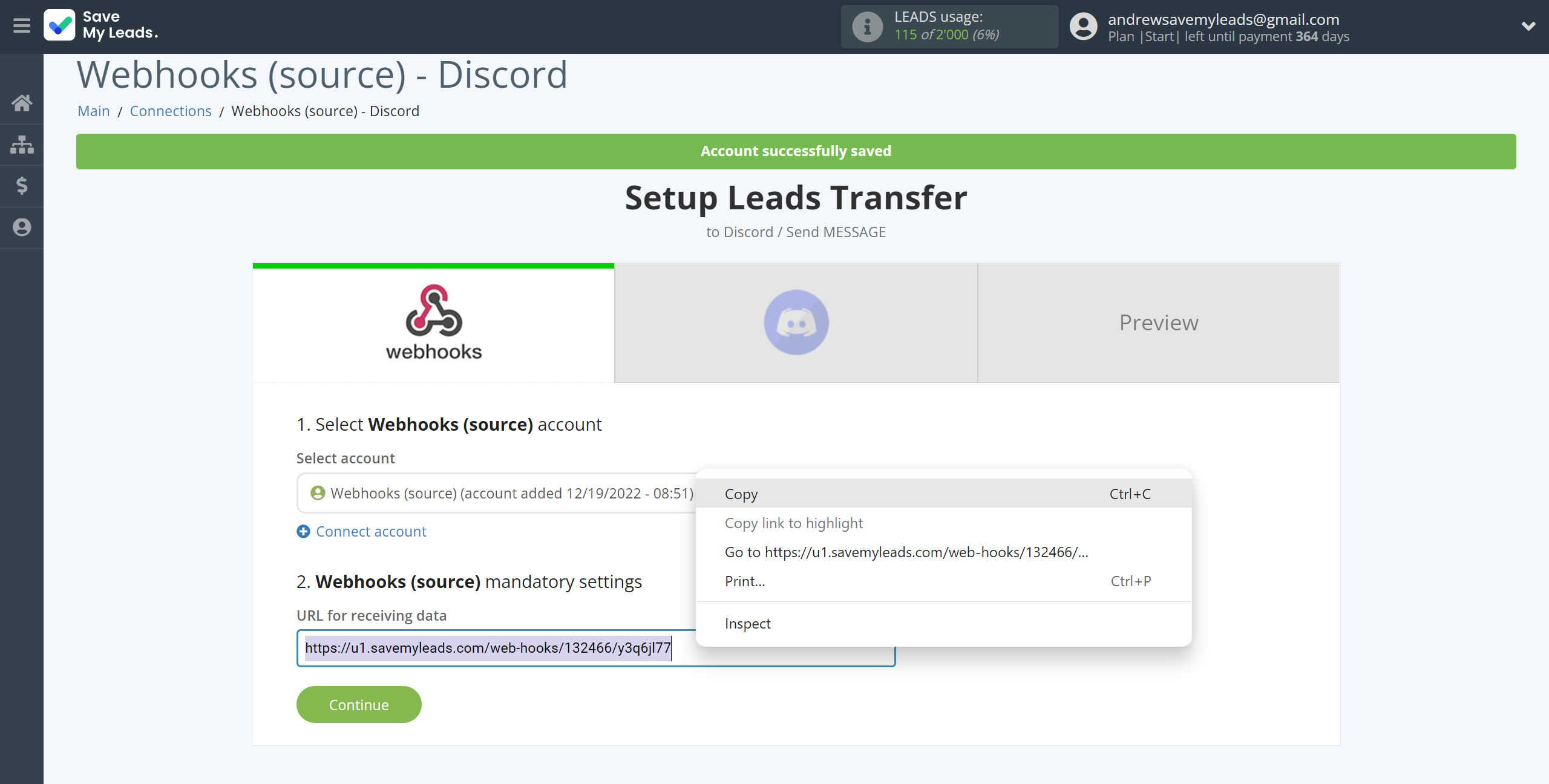 How to Connect Webhooks with Discord | Data Source account connection