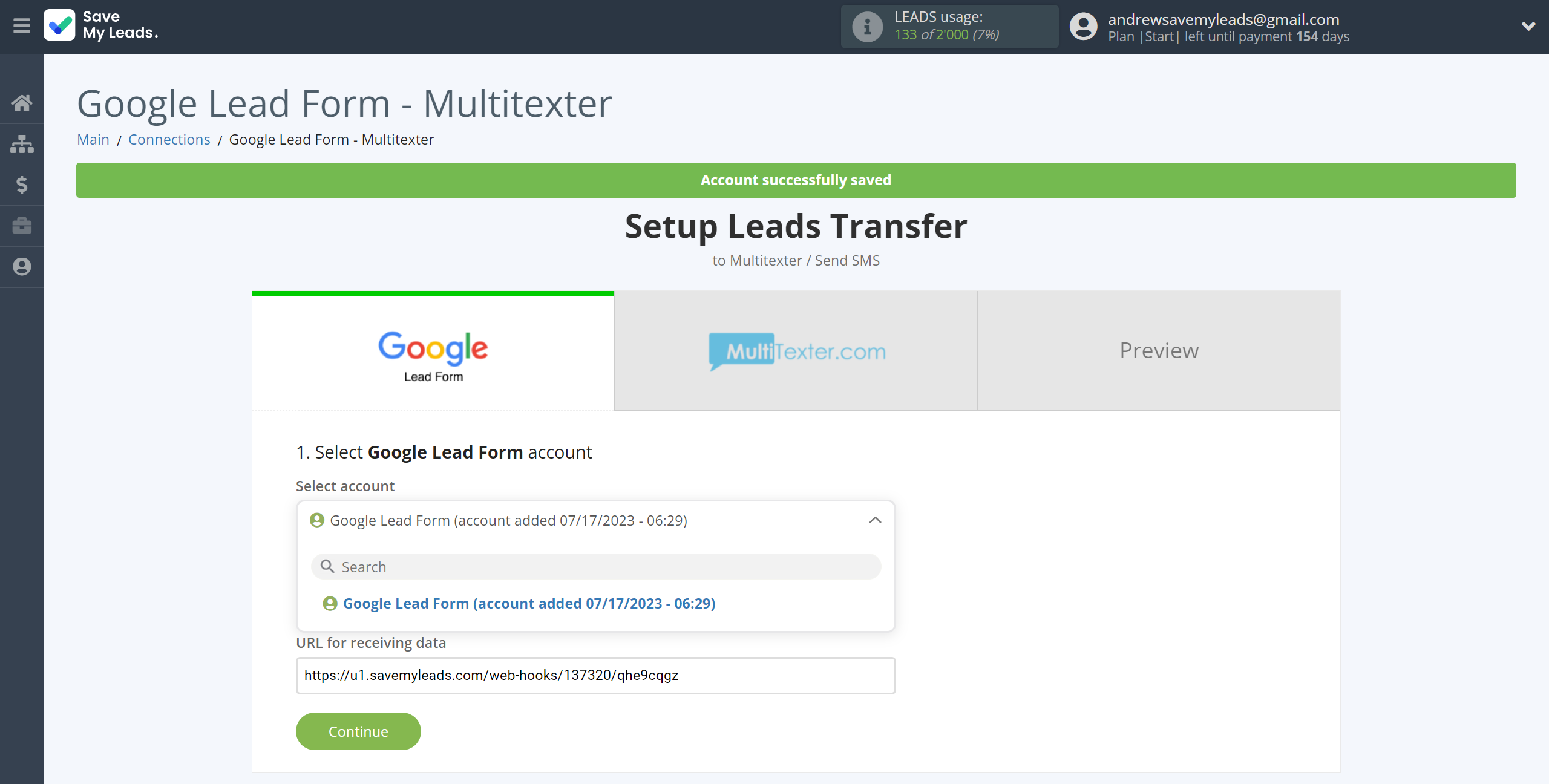 How to Connect Google Lead Form with Multitexter| Data Source account selection