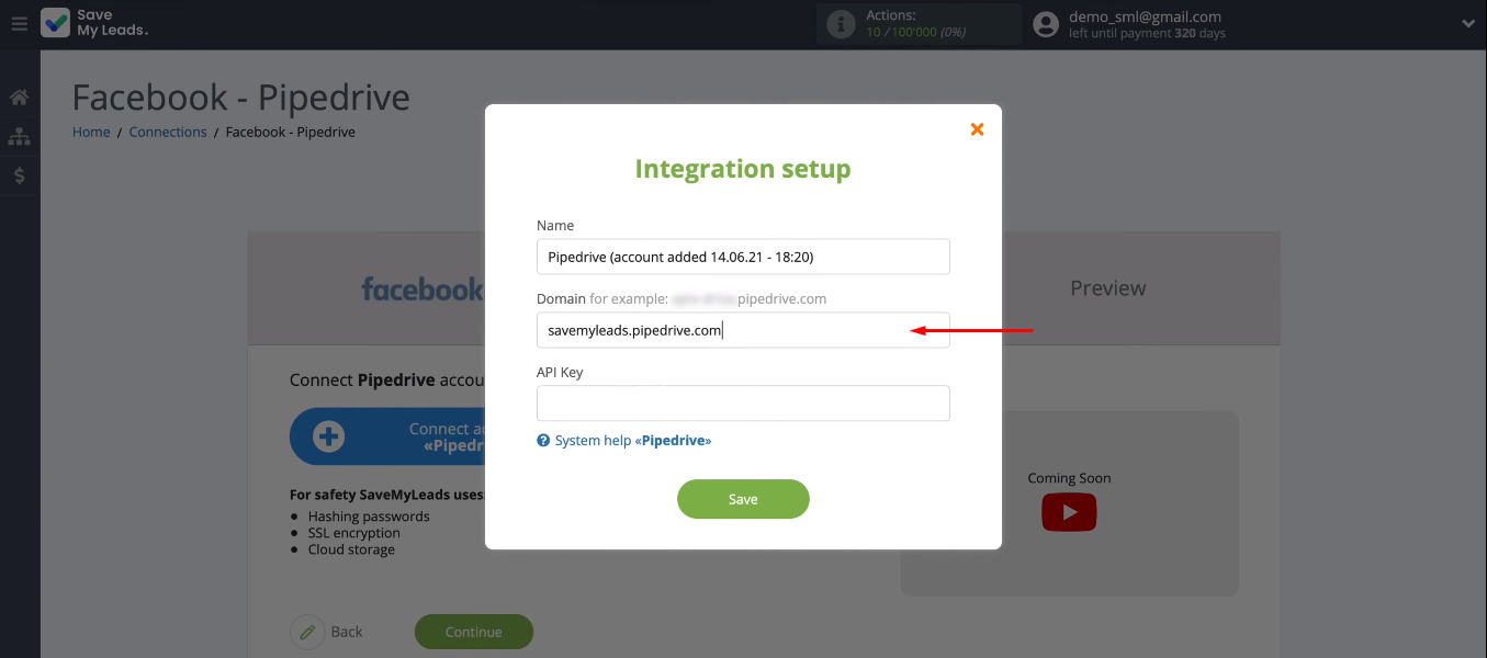 Facebook and Pipedrive integration | Set the domain Facebook and Pipedrive integration | Set the domain