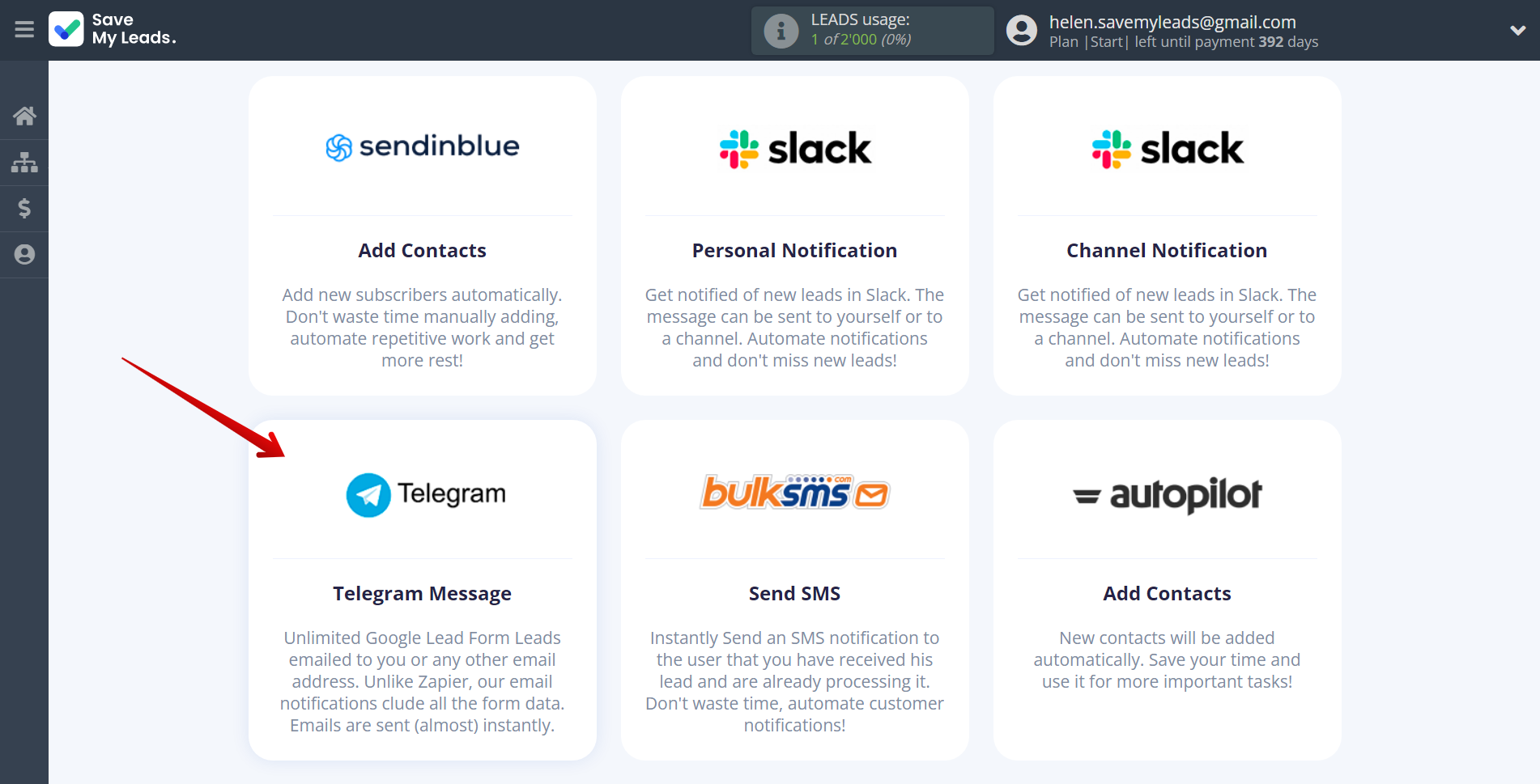 How to Connect Google Lead Form with Telegram | Data Destination system selection