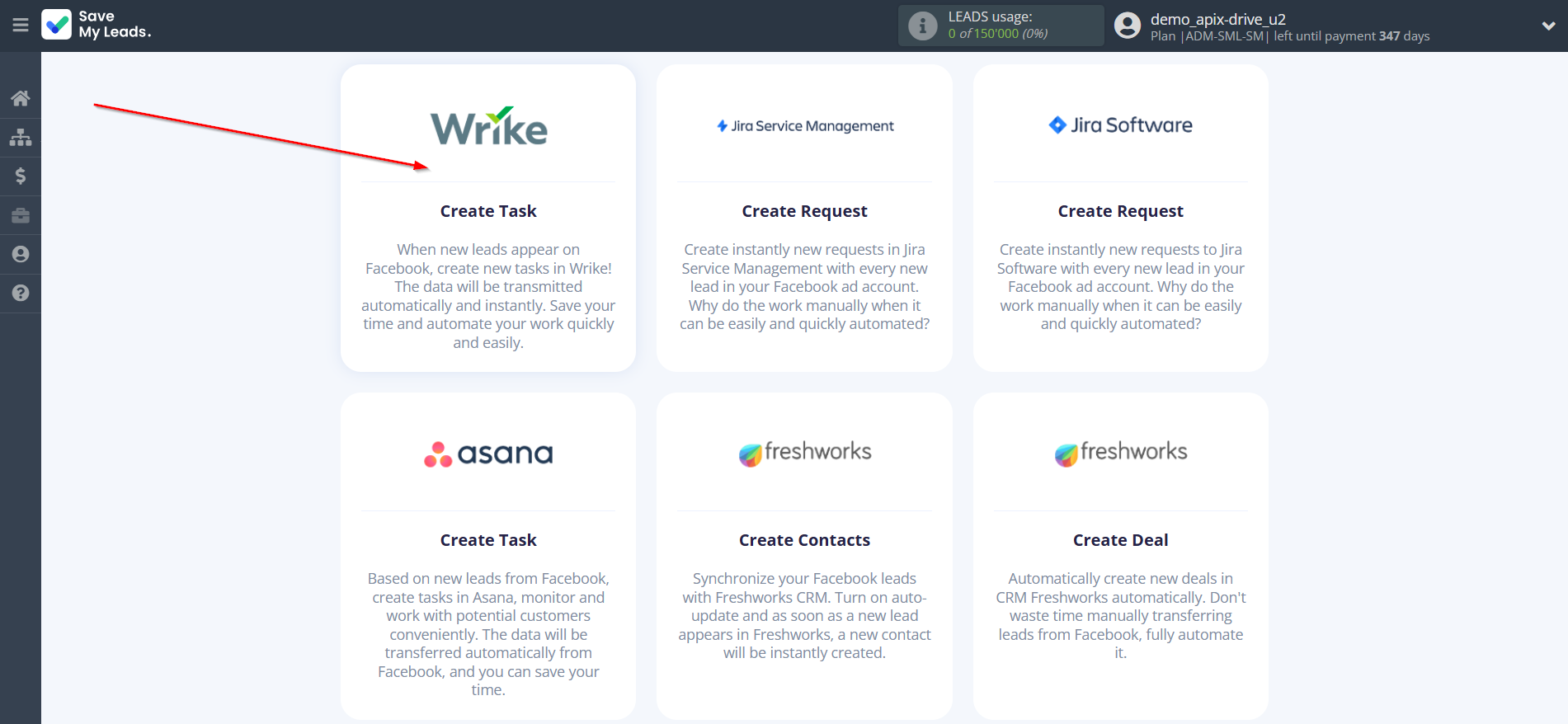 How to Connect Facebook with Wrike | Data Destination system selection How to Connect Facebook with Wrike | Data Destination system selection