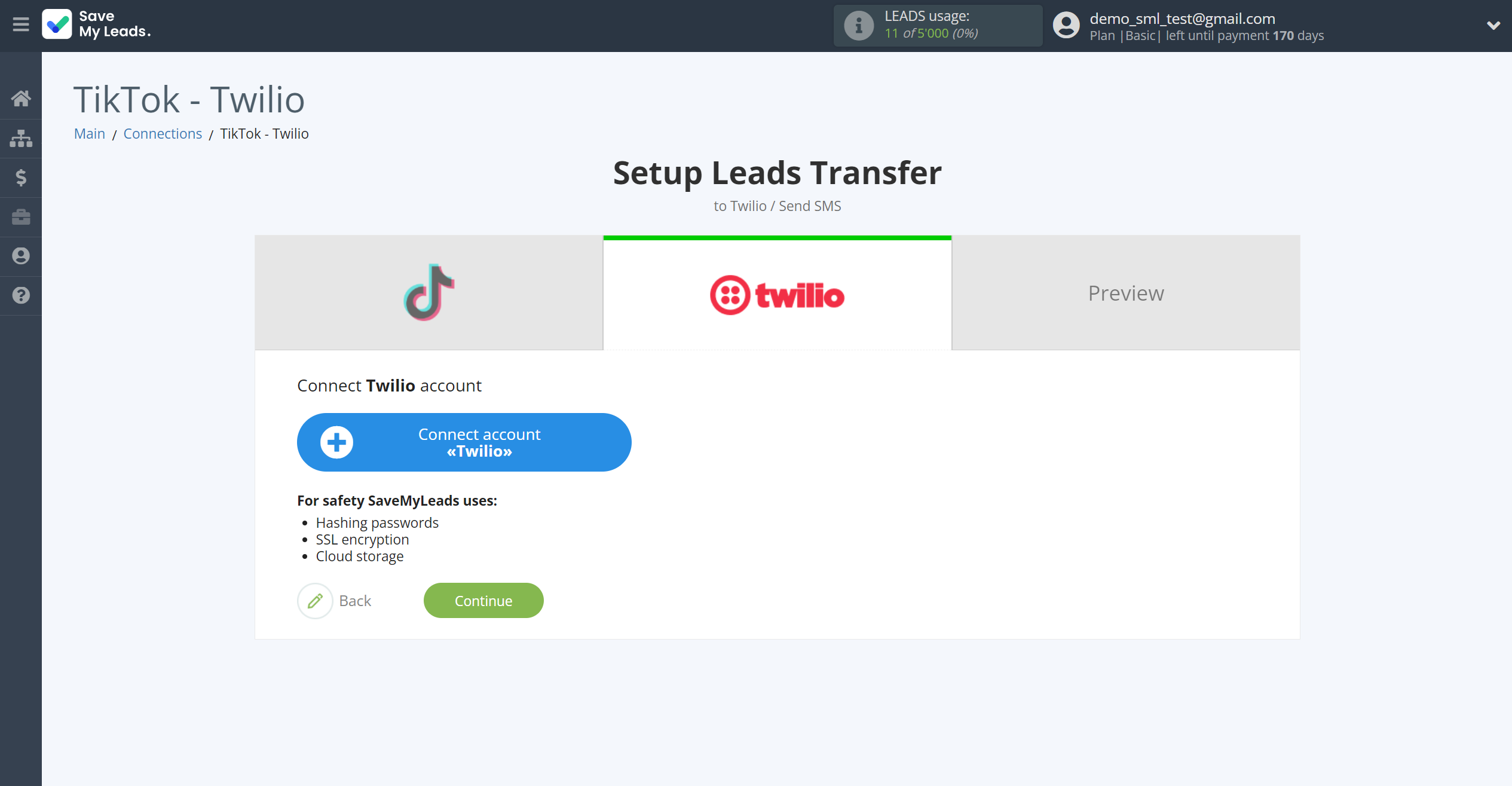 How to Connect&nbsp;TikTok with Twilio | Data Destination account connection