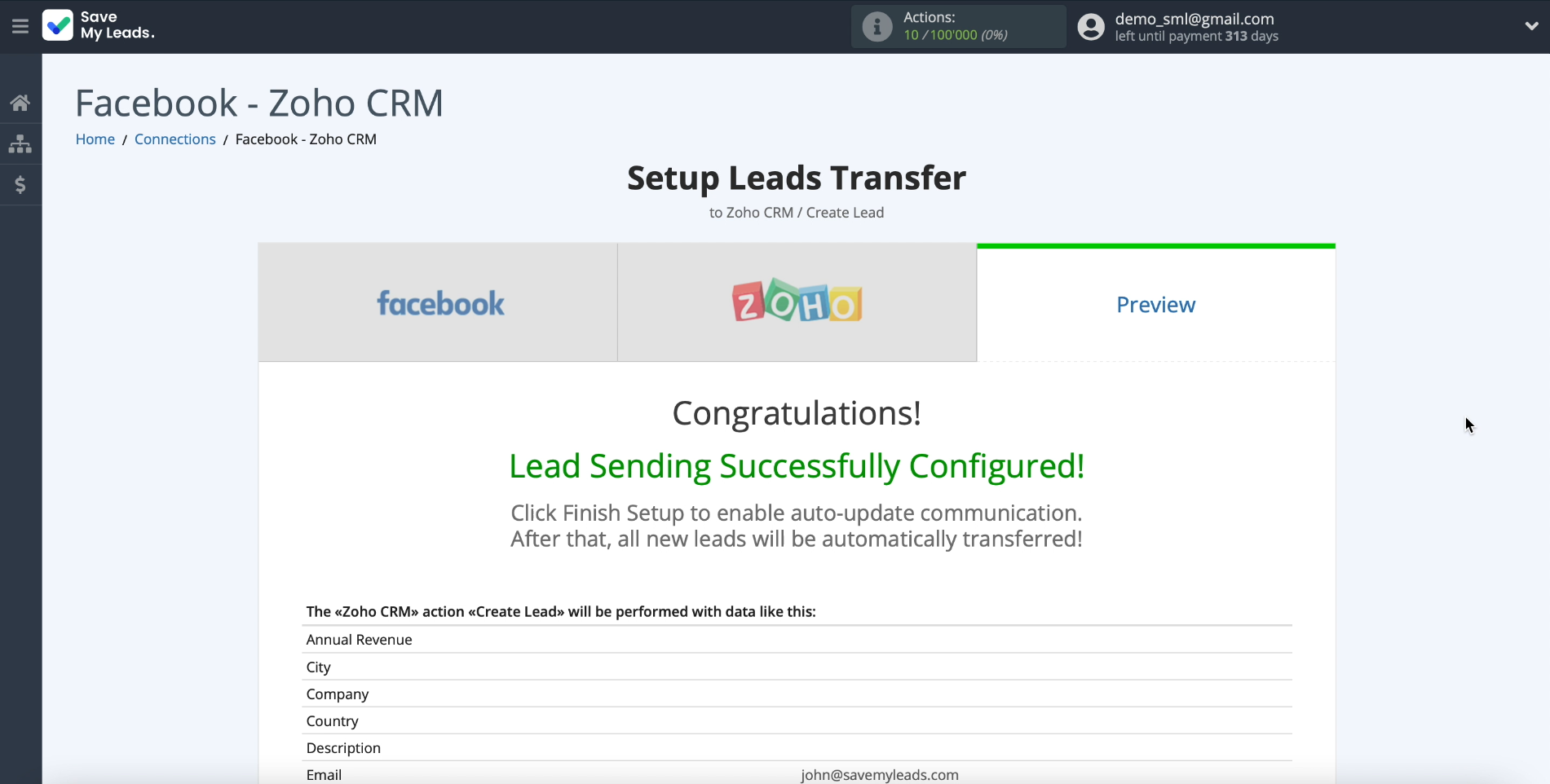 How to set up the upload of new leads from your Facebook ad account to Zoho CRM | Checking the downloaded data, part 1
