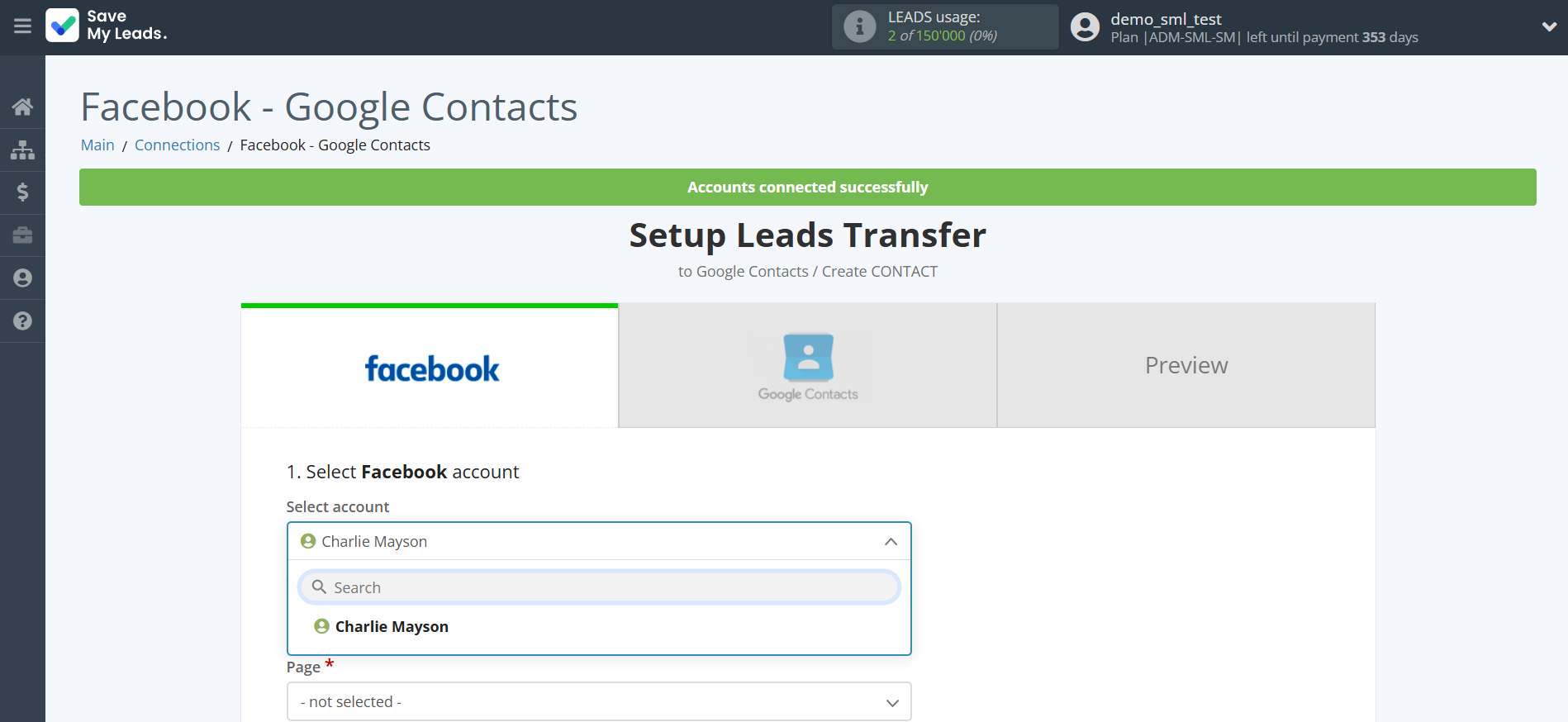 How to Connect Facebook with Google Contacts | Data Source account selection How to Connect Facebook with Google Contacts | Data Source account selection