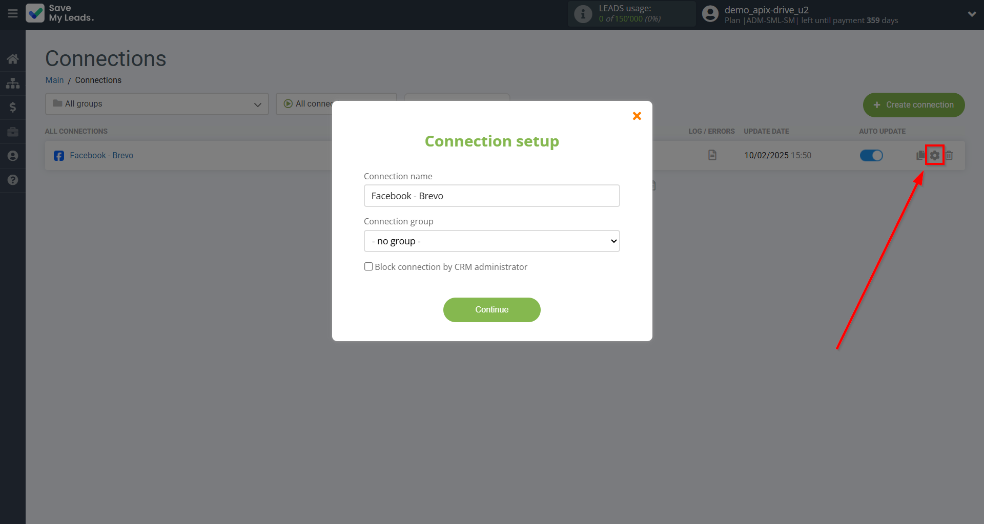 How to Connect Facebook with Brevo | Name and group connection