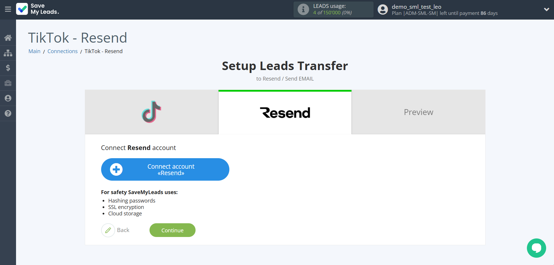 How to Connect TikTok with Resend (Send Email) | Data Destination account connection