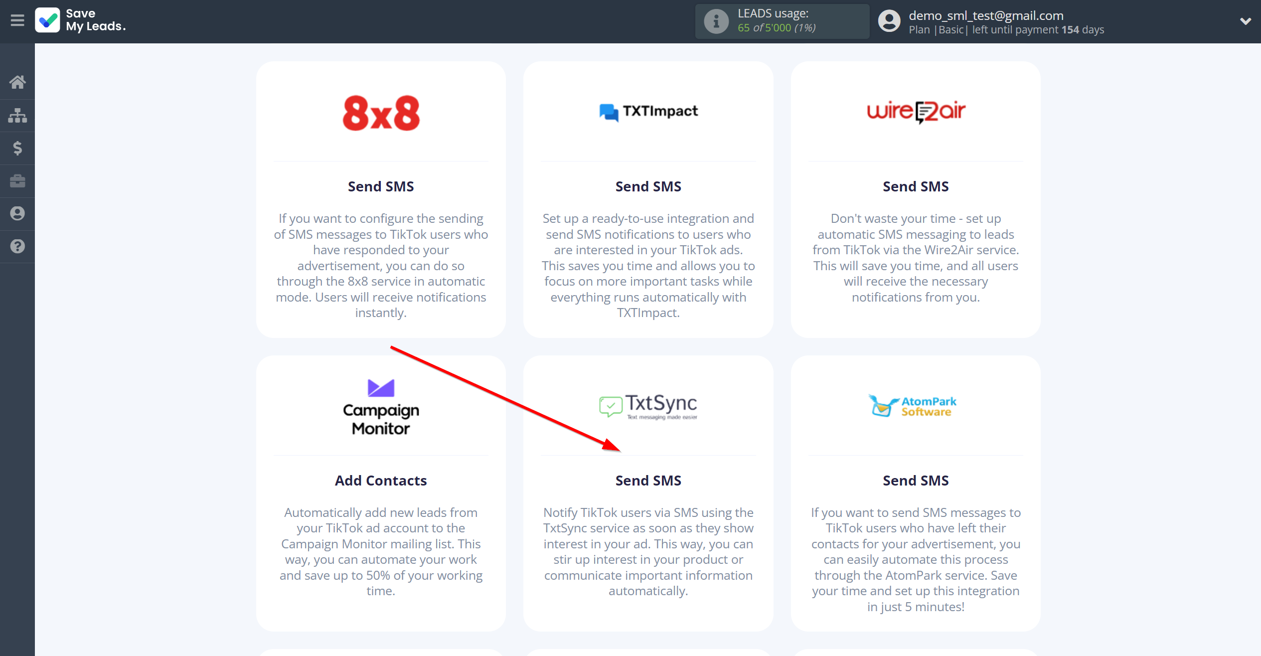 How to Connect Webhooks with TxtSync | Data Destination system selection