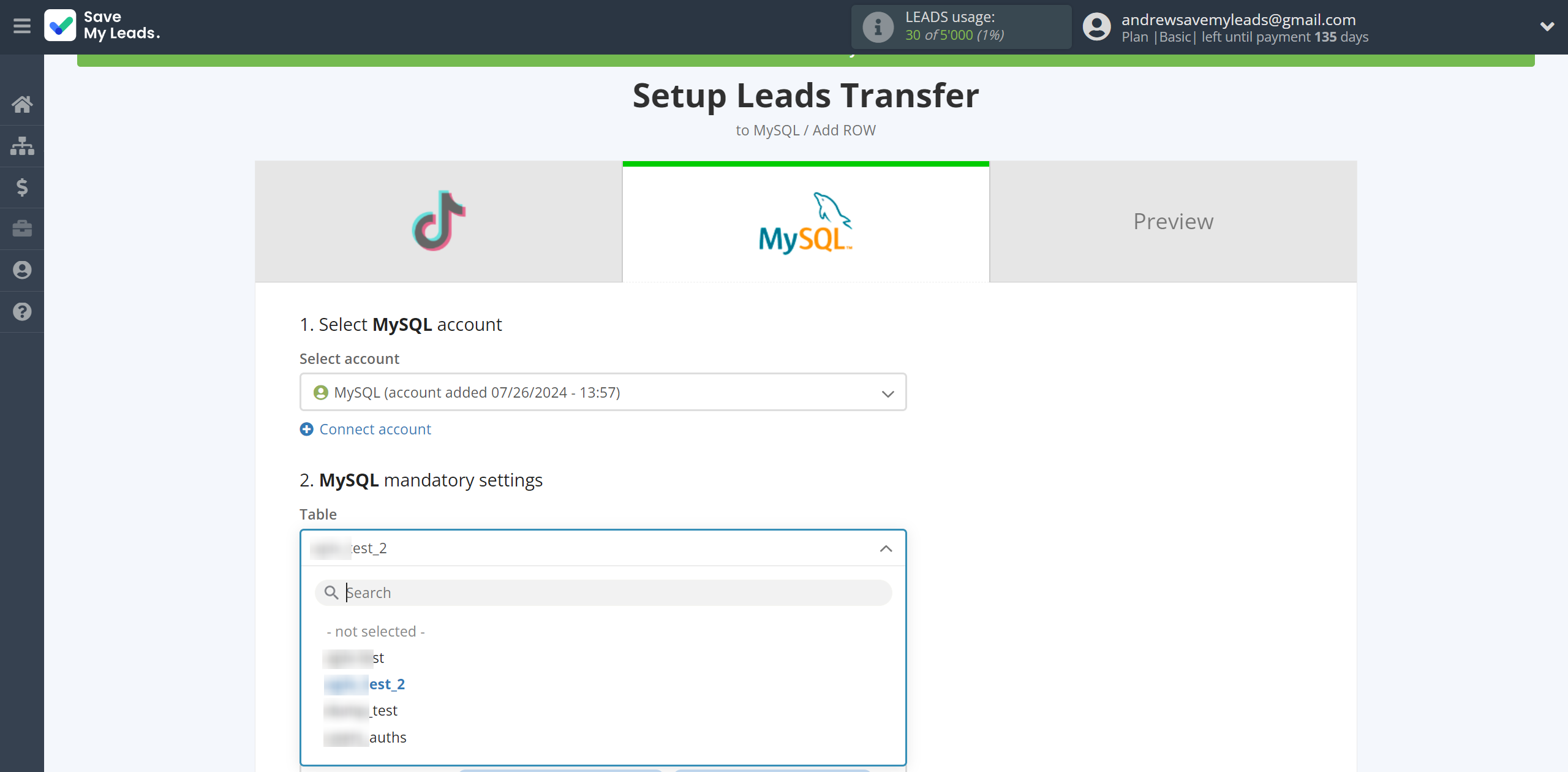 How to Connect TikTok with MySQL | Table selection