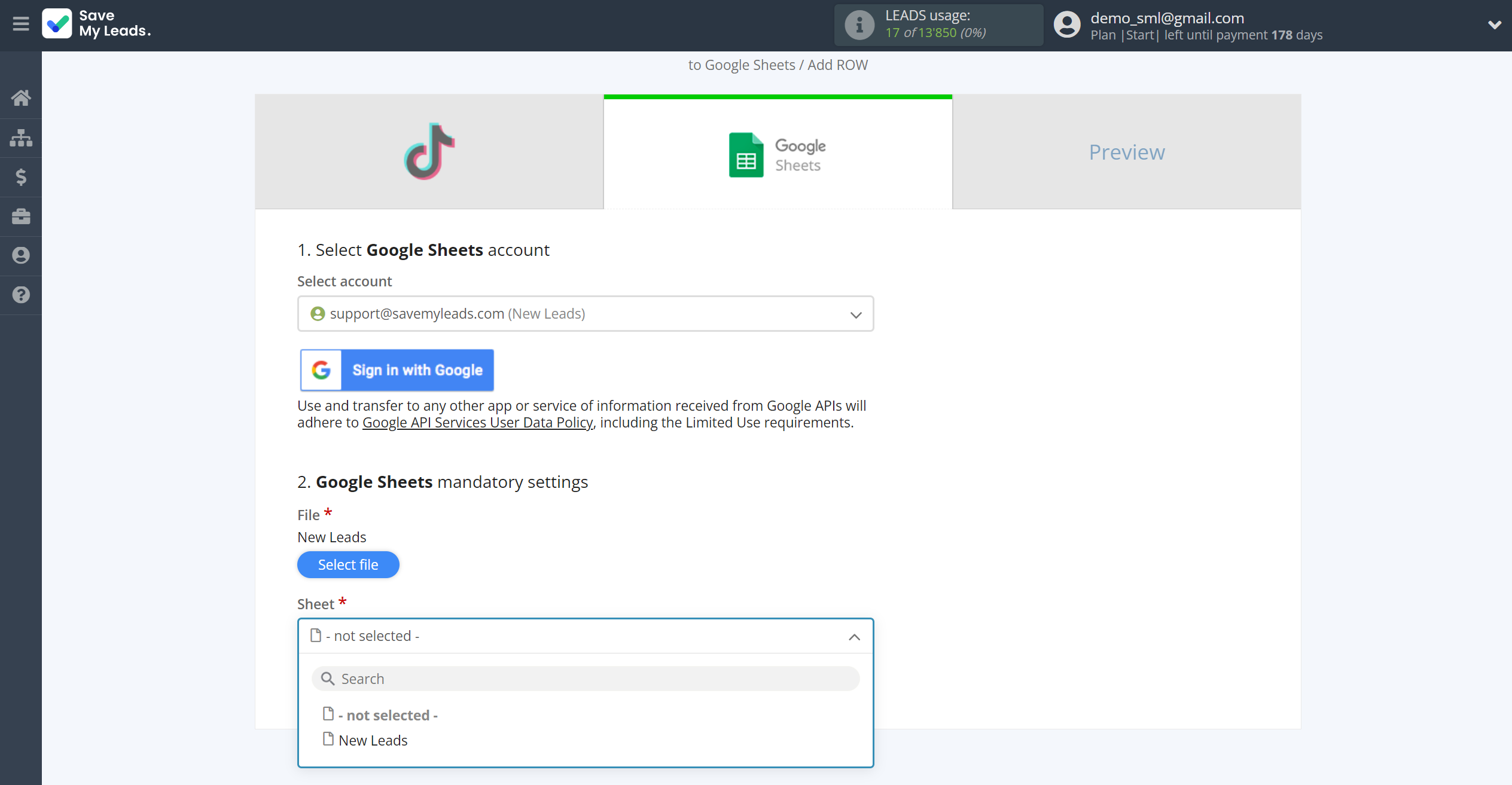 How to Connect TikTok with Google Sheets | Assigning fields