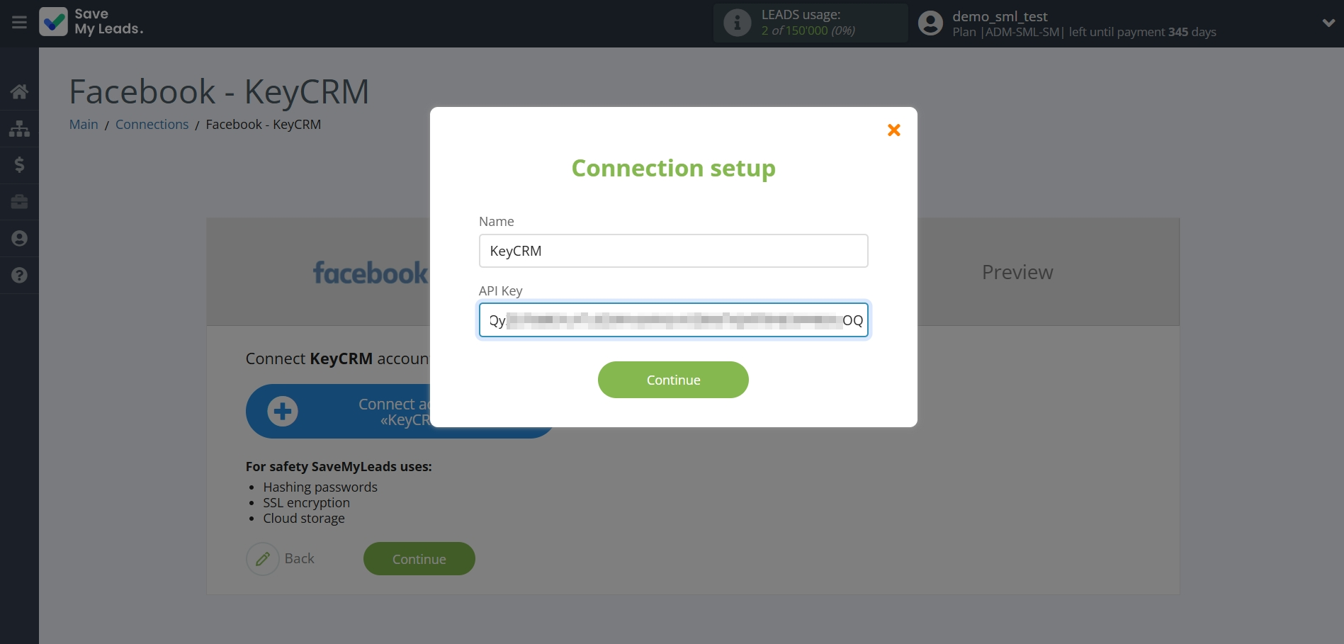 How to Connect Facebook  with KeyCRM Create Lead | Data Destination account connection How to Connect Facebook  with KeyCRM Create Lead | Data Destination account connection