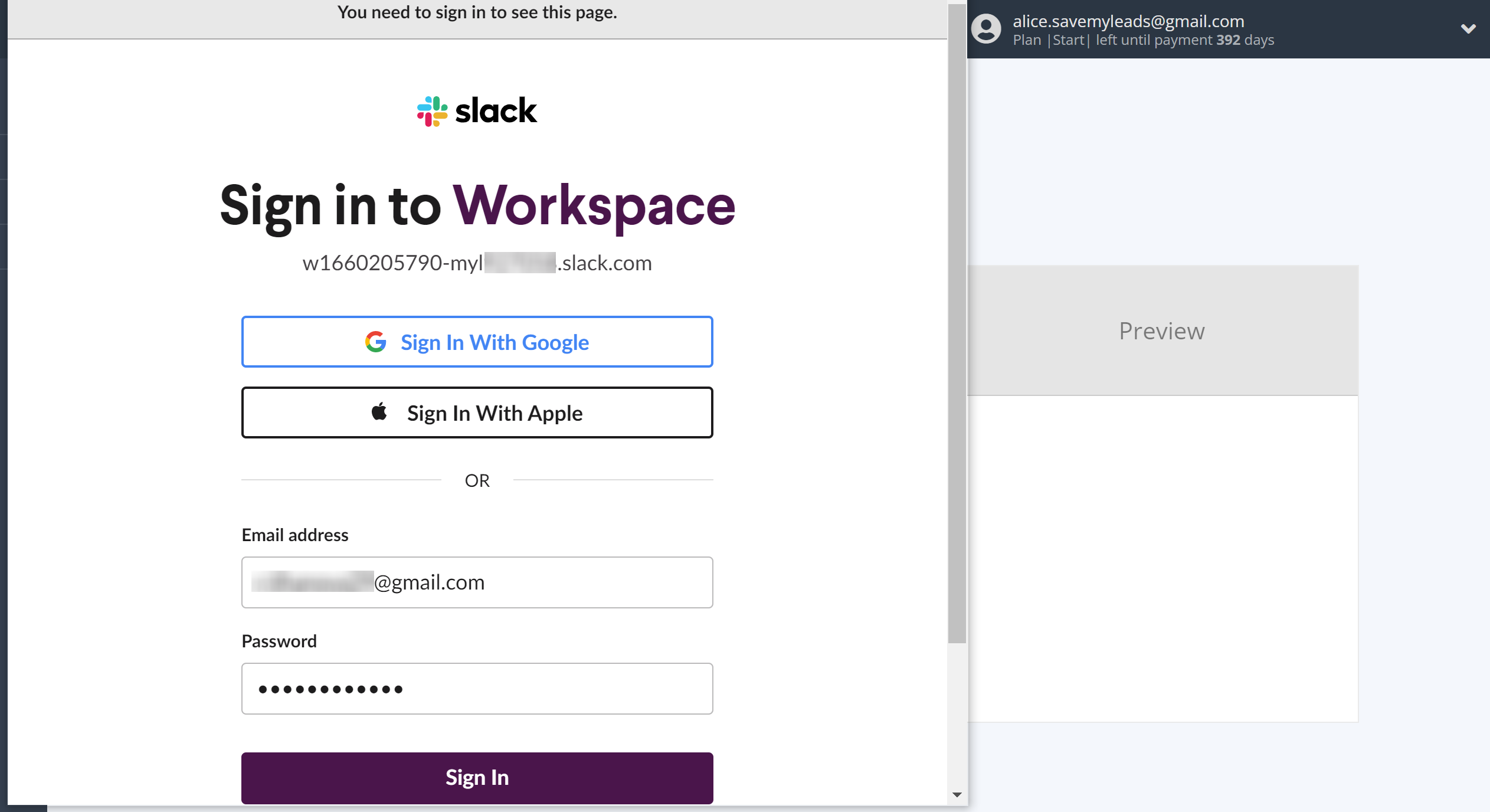 How to Connect Google Lead Form with Slack&nbsp;Personal Notification | Data Destination account connection