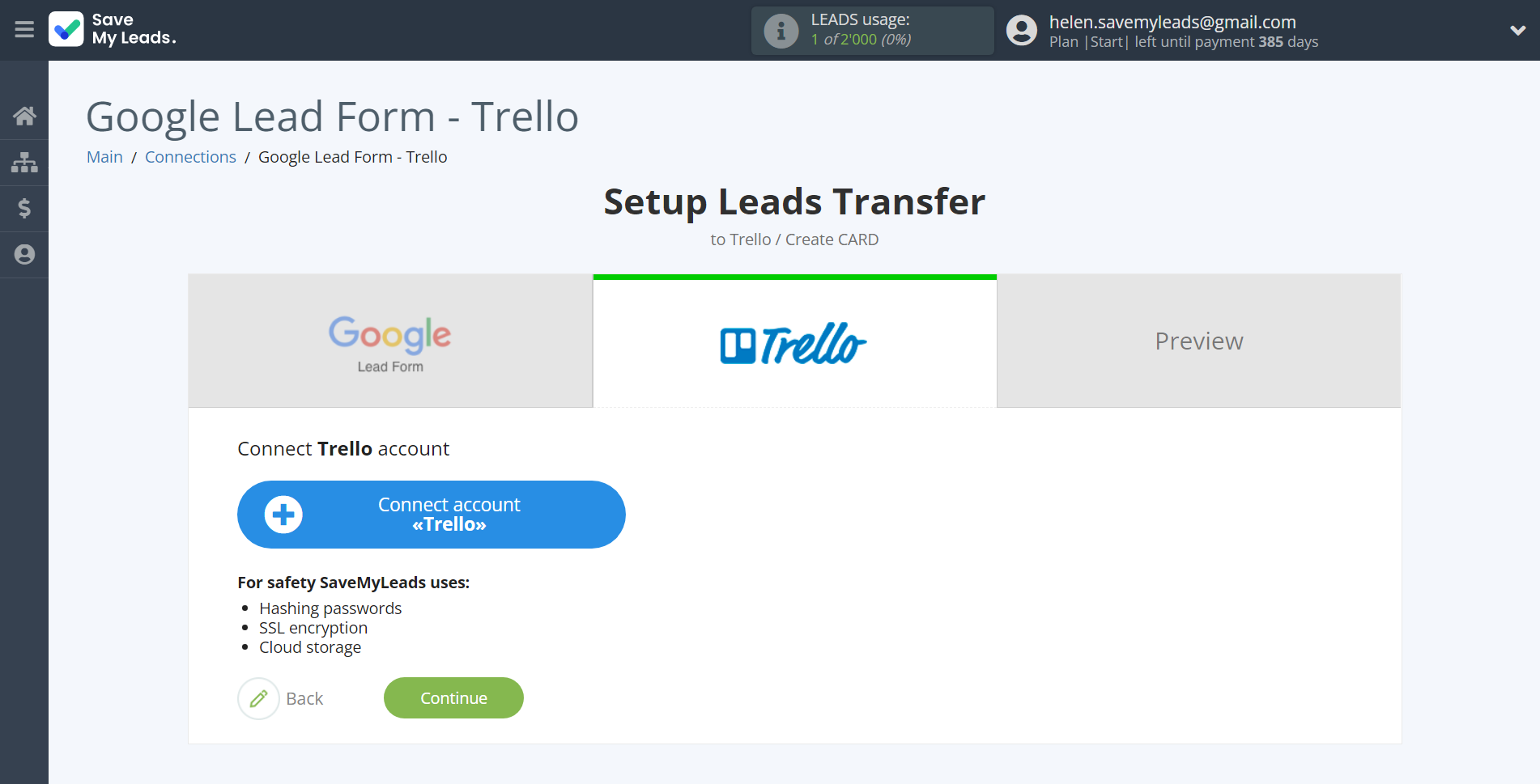 How to Connect Google Lead Form with Trello | Data Destination account connection