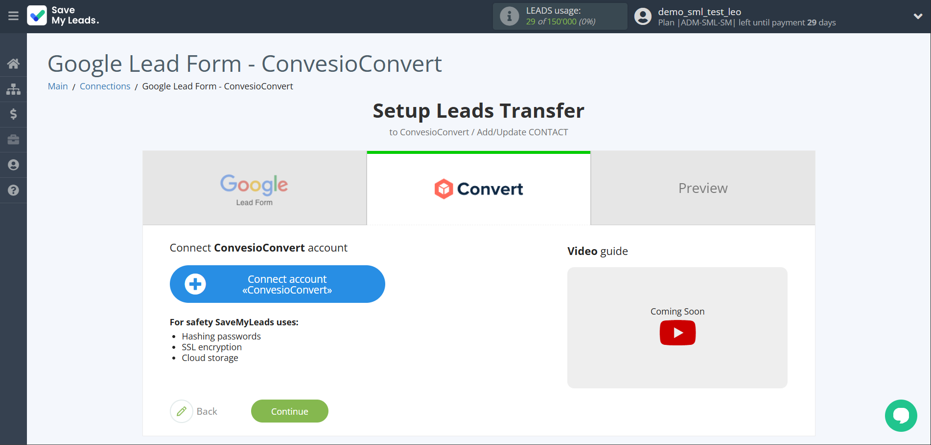 How to Connect Google Lead Form with ConvesioConvert | Data Destination account connection