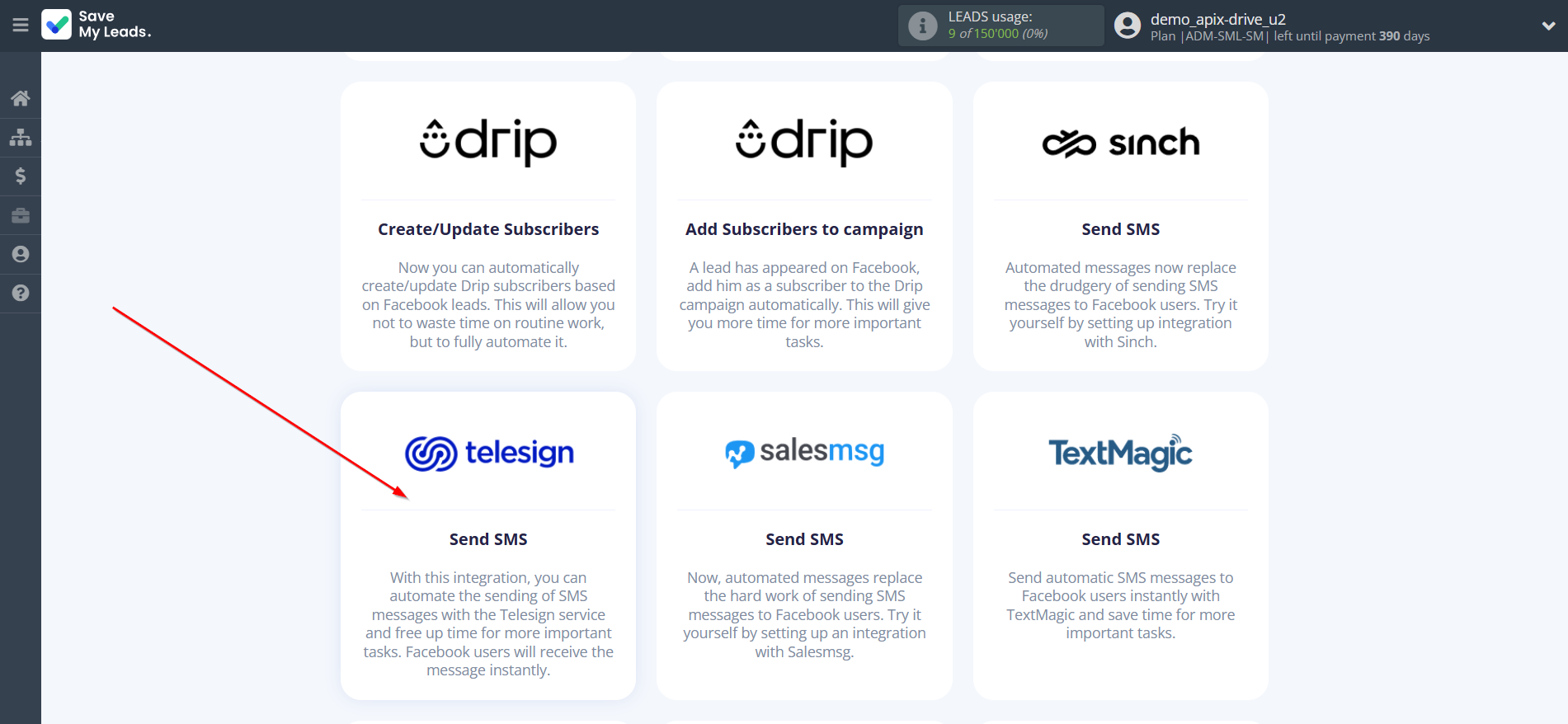 How to Connect Facebook with Telesign | Data Destination system selection How to Connect Facebook with Telesign | Data Destination system selection
