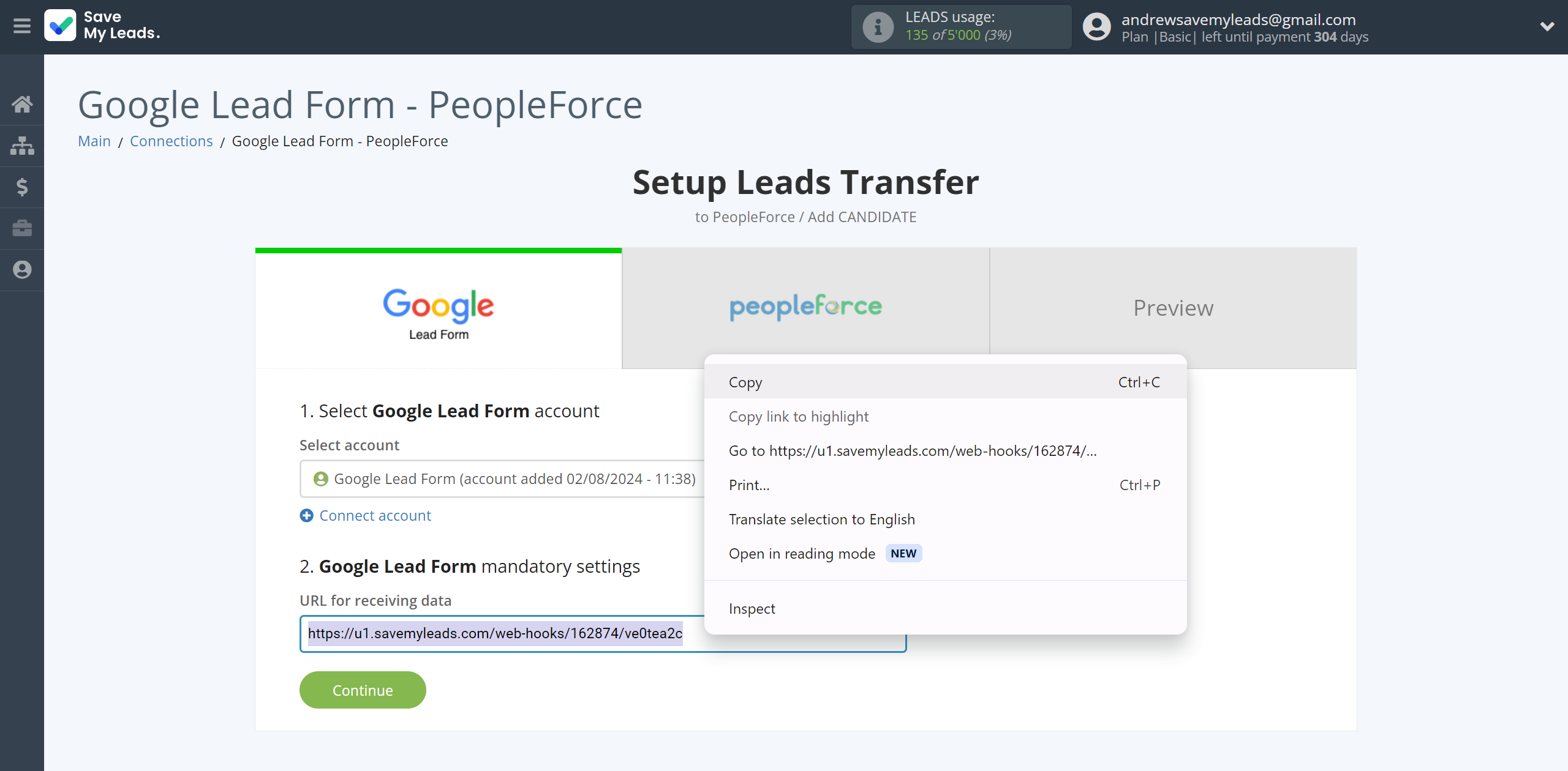 How to Connect Google Lead Form with PeopleForce Add Candidate | Data Source account connection