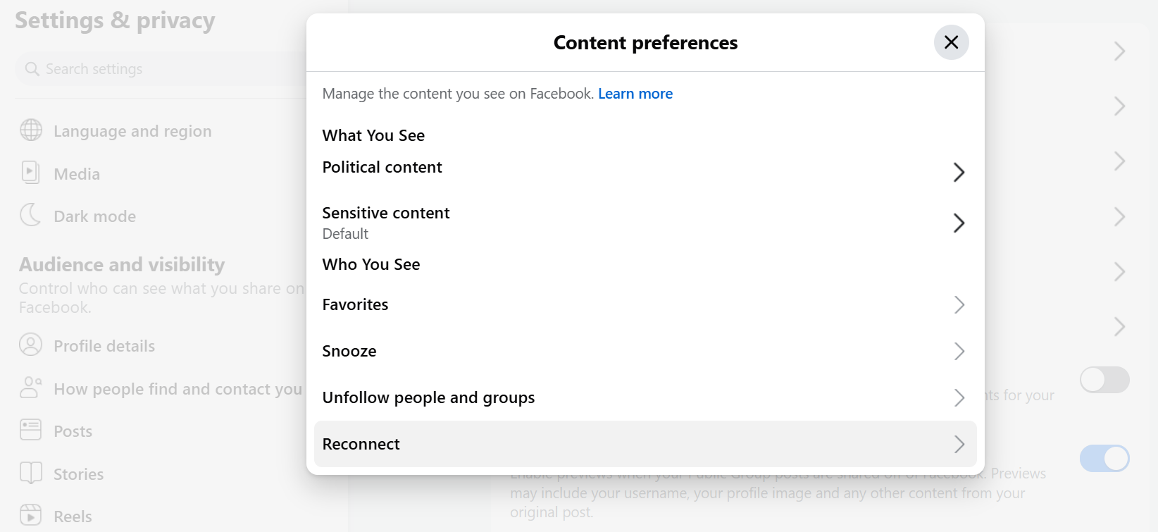 Content preferences Content preferences