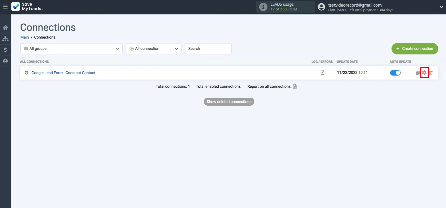 Click the gear icon Click the gear icon