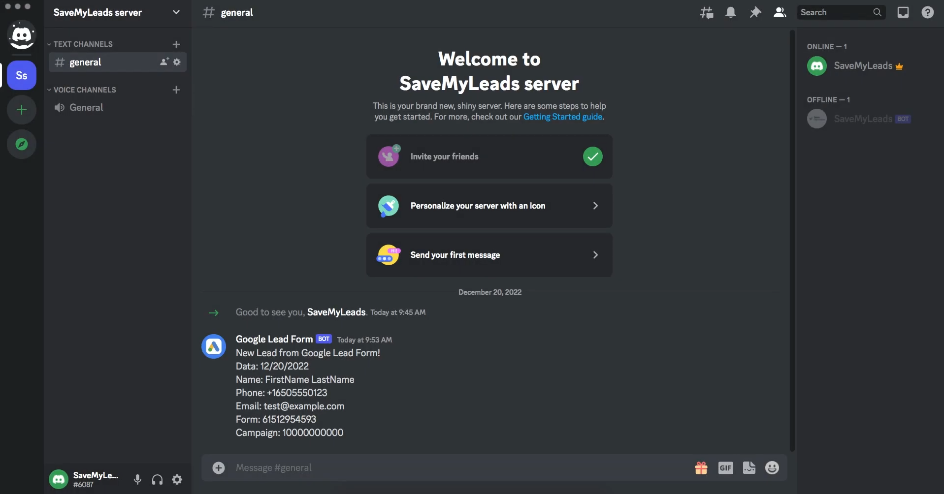 Result of the data transfer to Discord Result of the data transfer to Discord