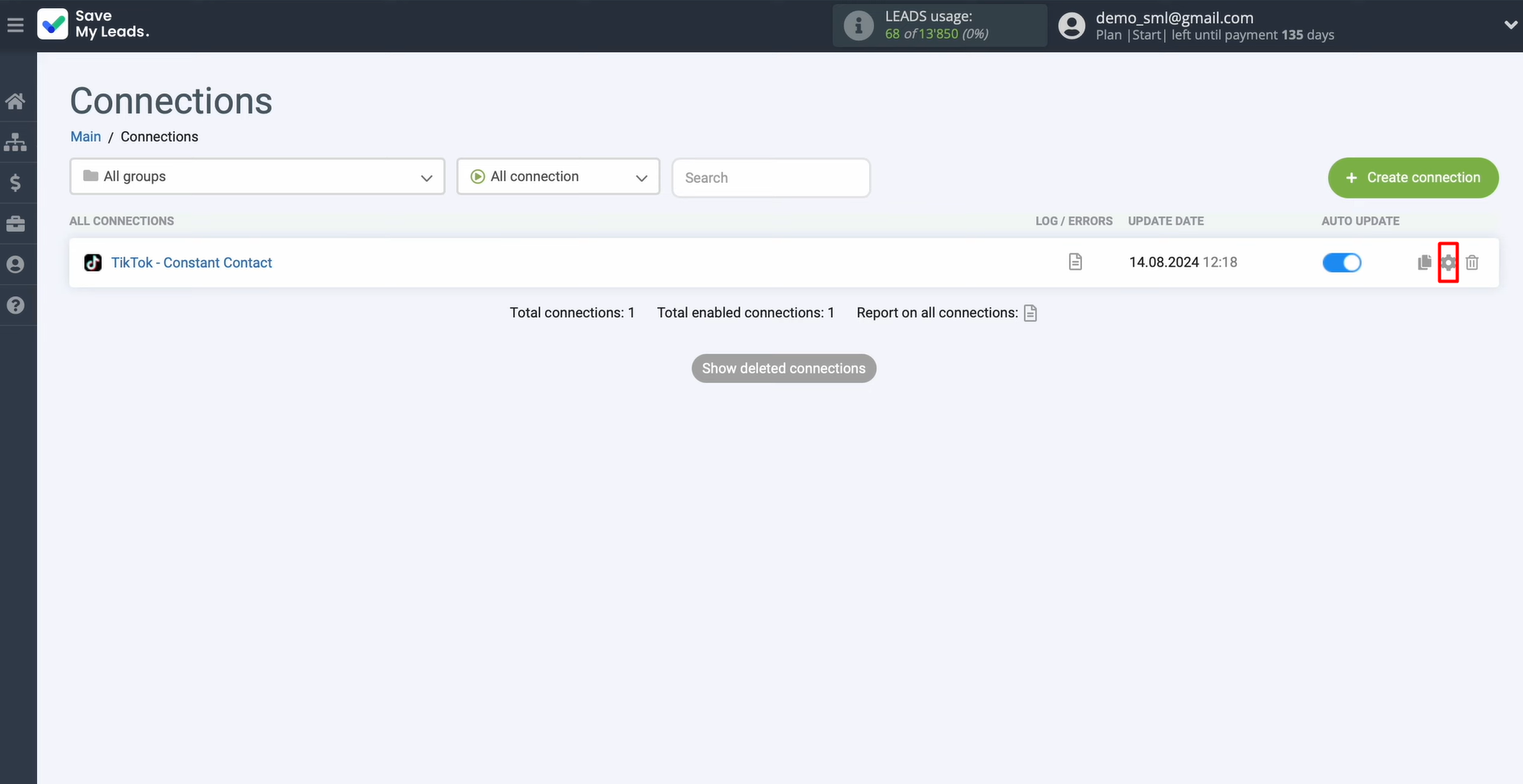 Click the gear icon Click the gear icon