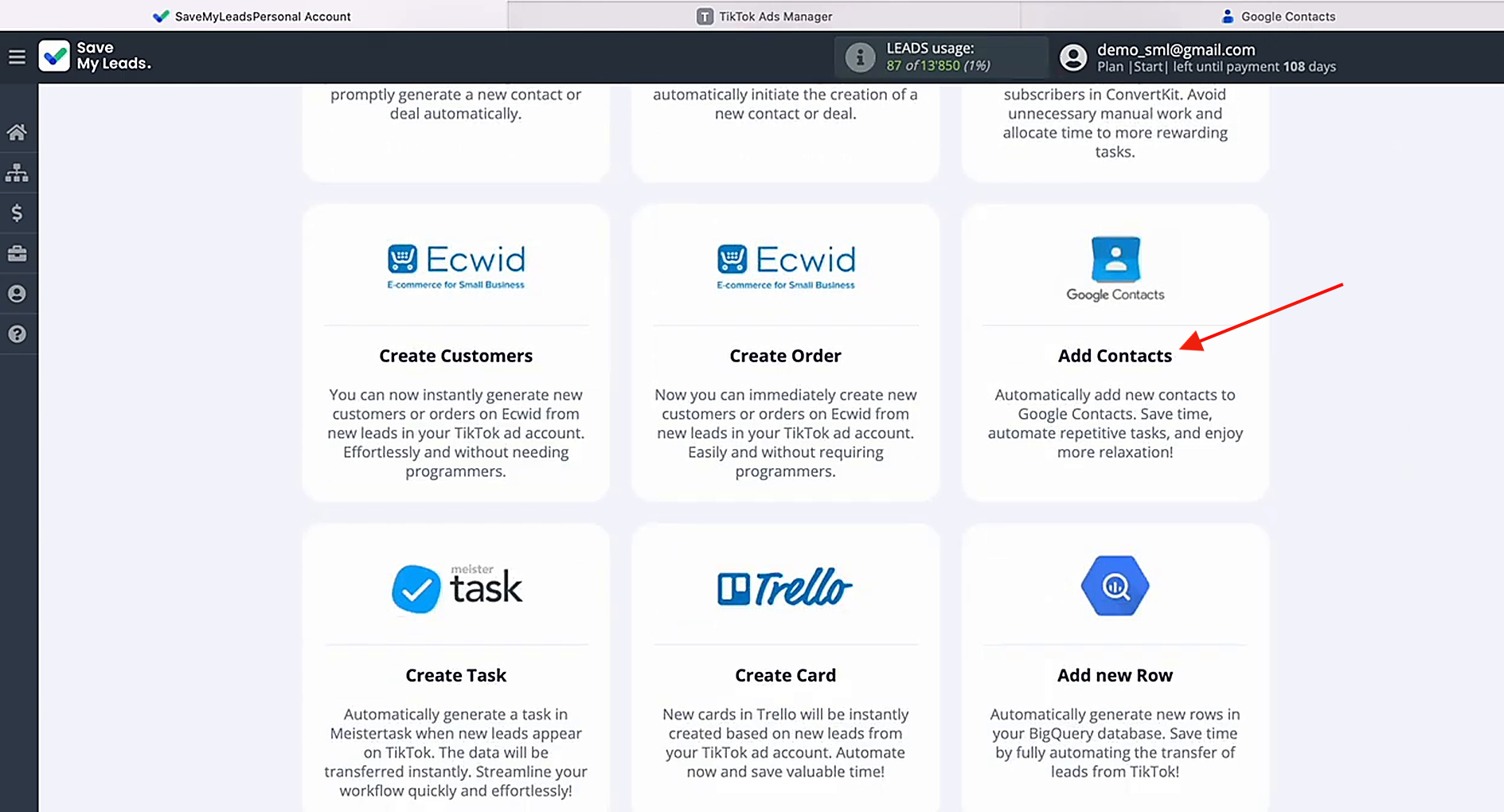 Choose Google Contacts (Add Contacts)