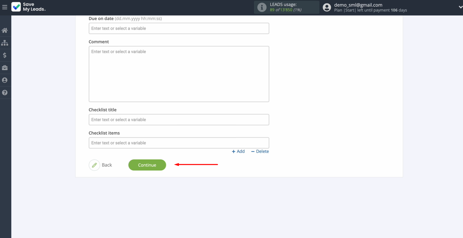When the fields are filled in, click Continue When the fields are filled in, click Continue