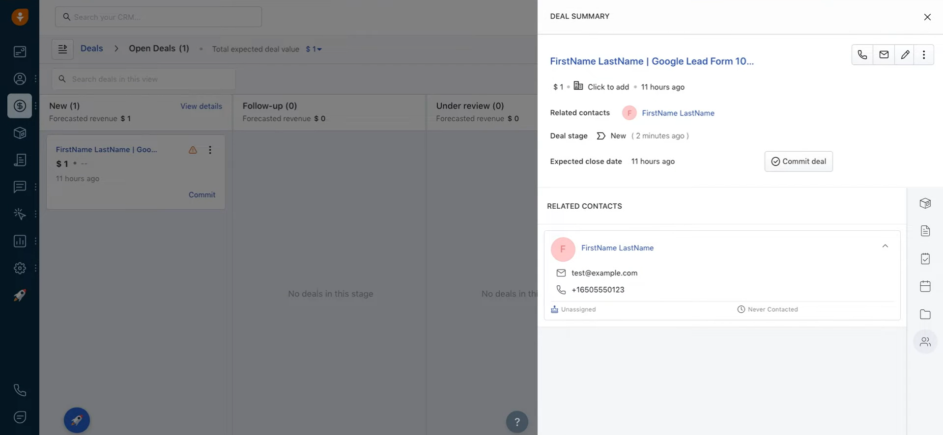 Result of the data transfer to Freshworks Result of the data transfer to Freshworks