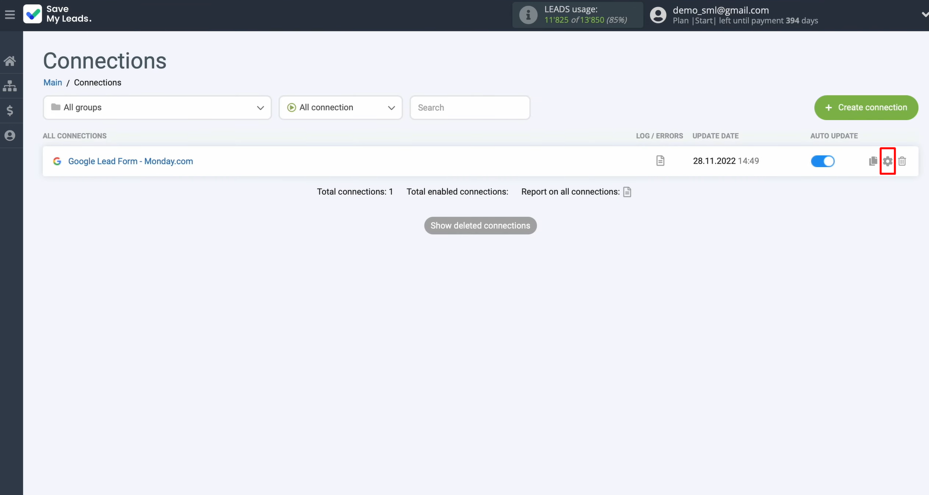 Click the gear icon Click the gear icon