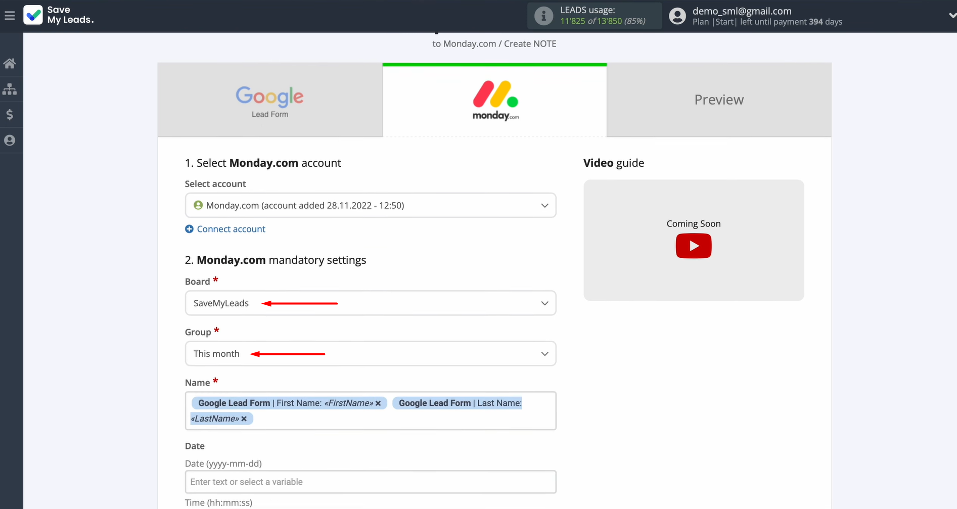 Select the board and group Select the board and group