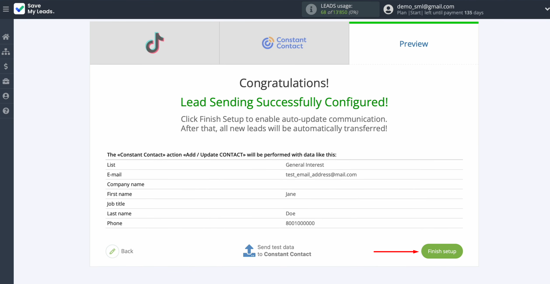 Click Finish setup Click Finish setup