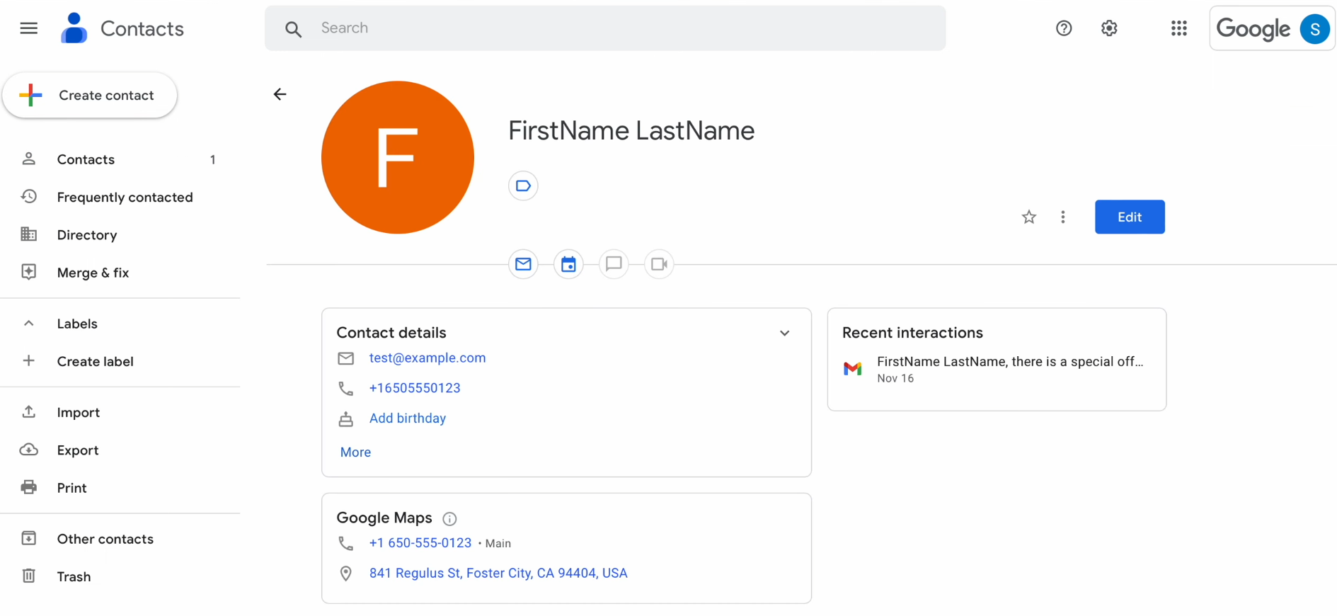 Go to Google Contacts and check the result Go to Google Contacts and check the result