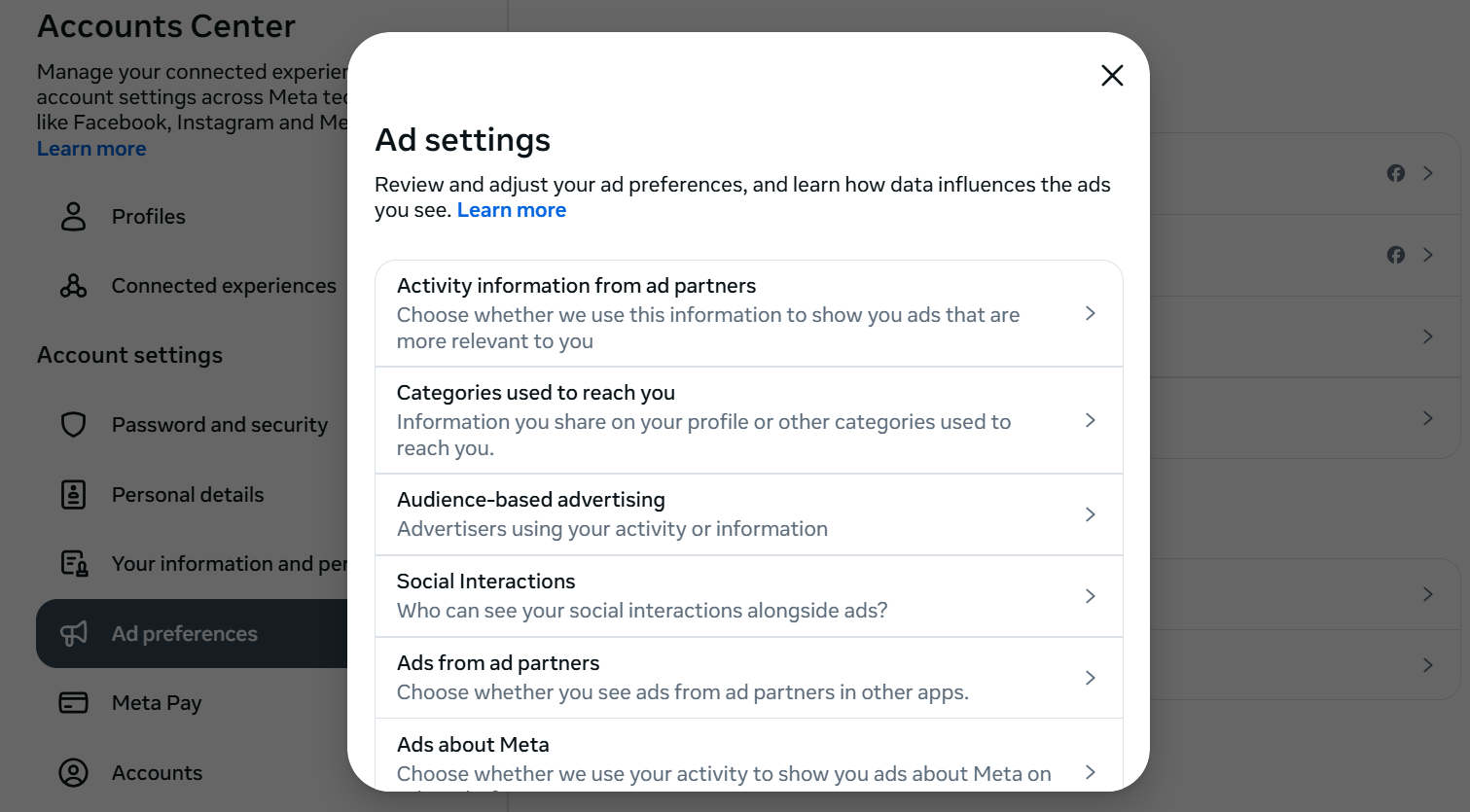 Ad settings Ad settings