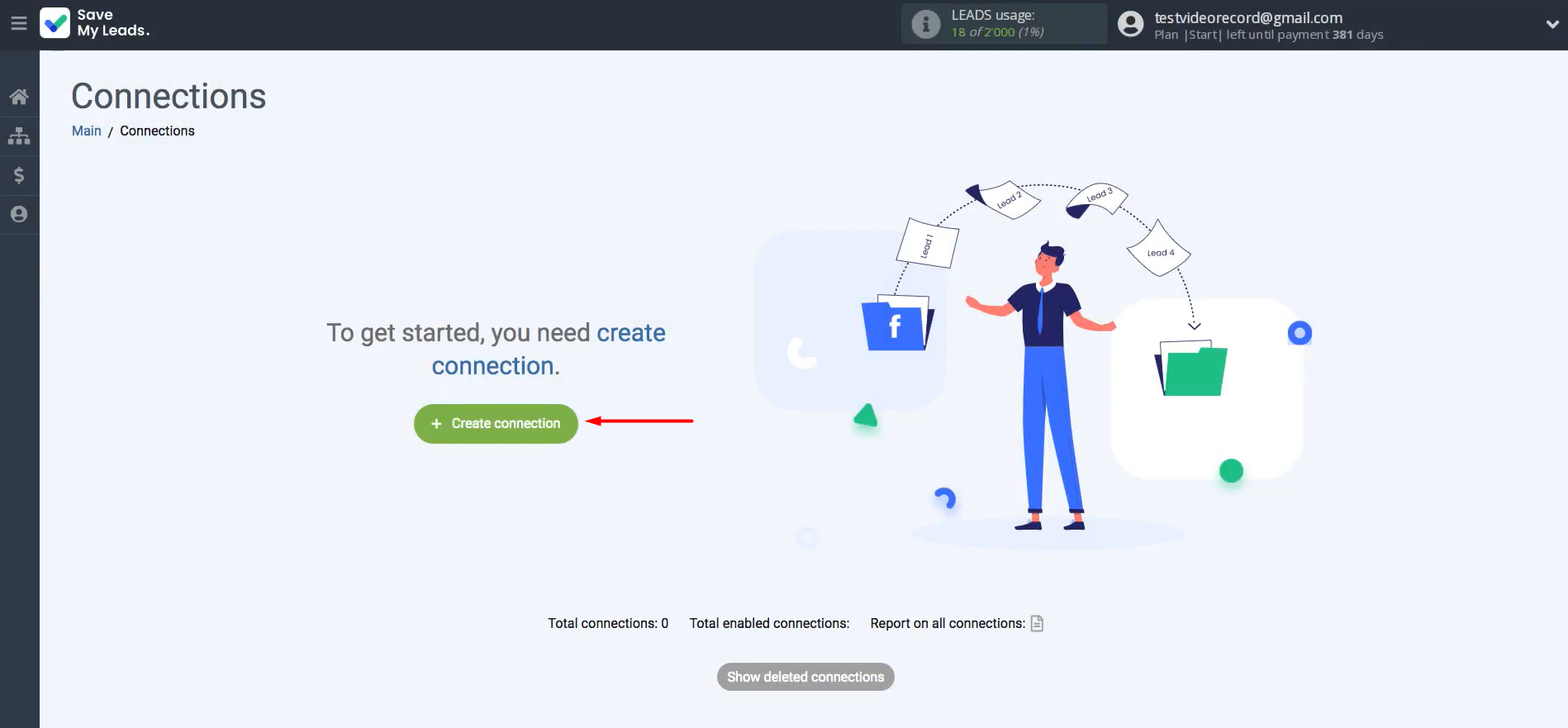 Start by creating a new connection Start by creating a new connection