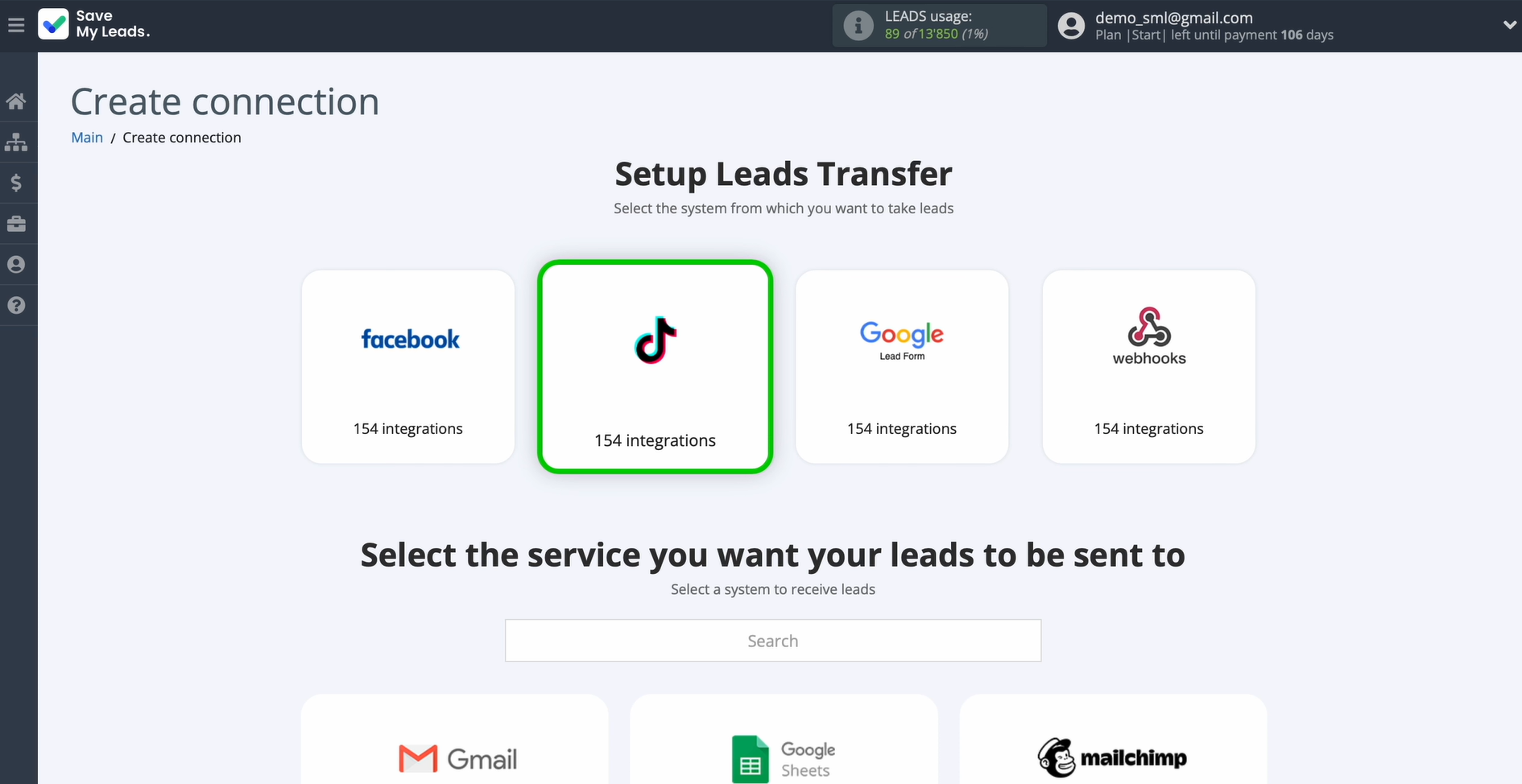 Select TikTok as the data source Select TikTok as the data source