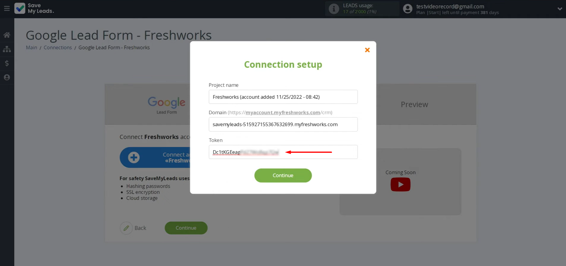Paste the API key into the appropriate field Paste the API key into the appropriate field