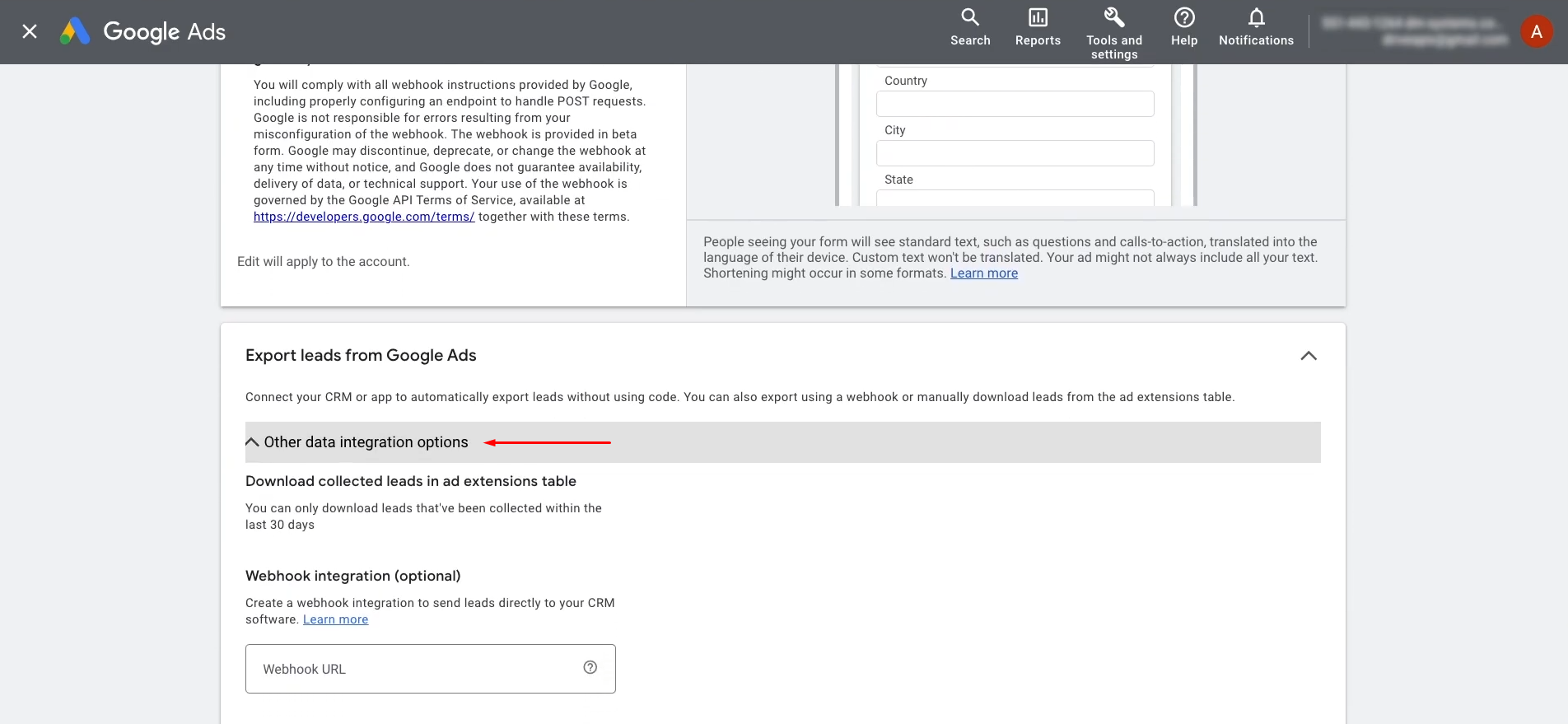 Google Lead Form and Smartsheet integration | Go to "Other data integration settings" Google Lead Form and Smartsheet integration | Go to "Other data integration settings"