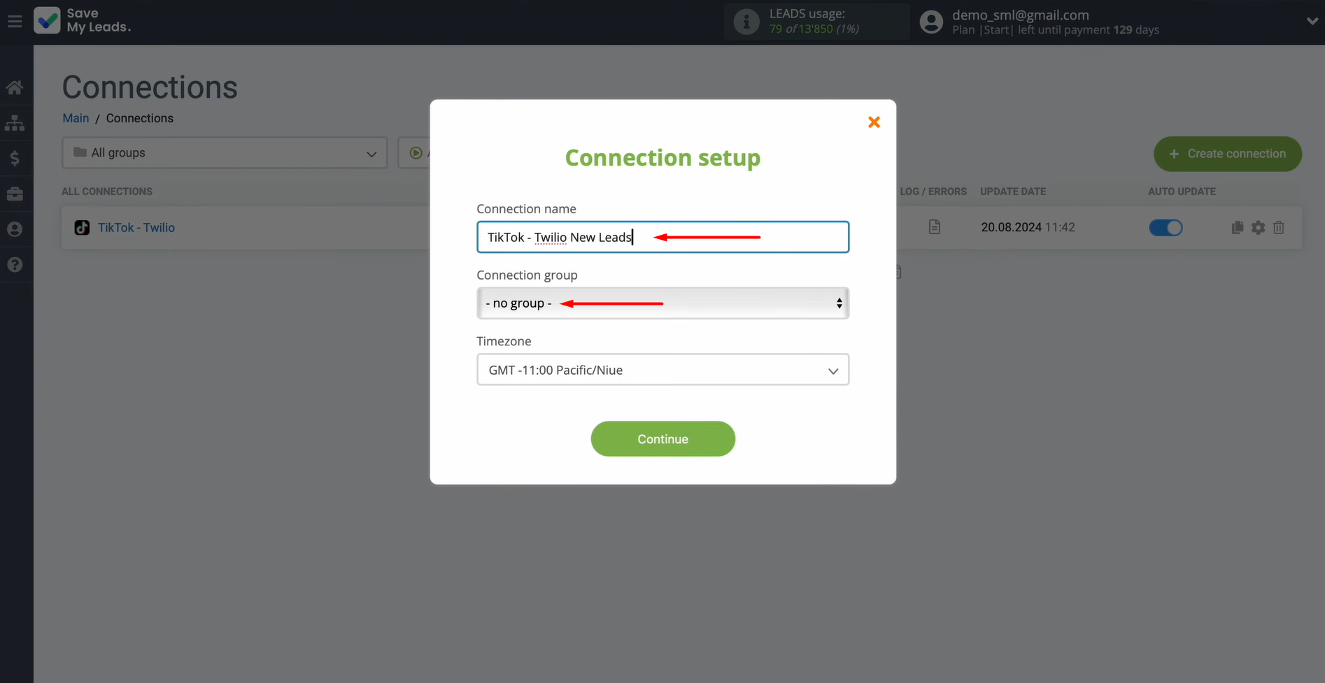 Change the connection name and add it to a group