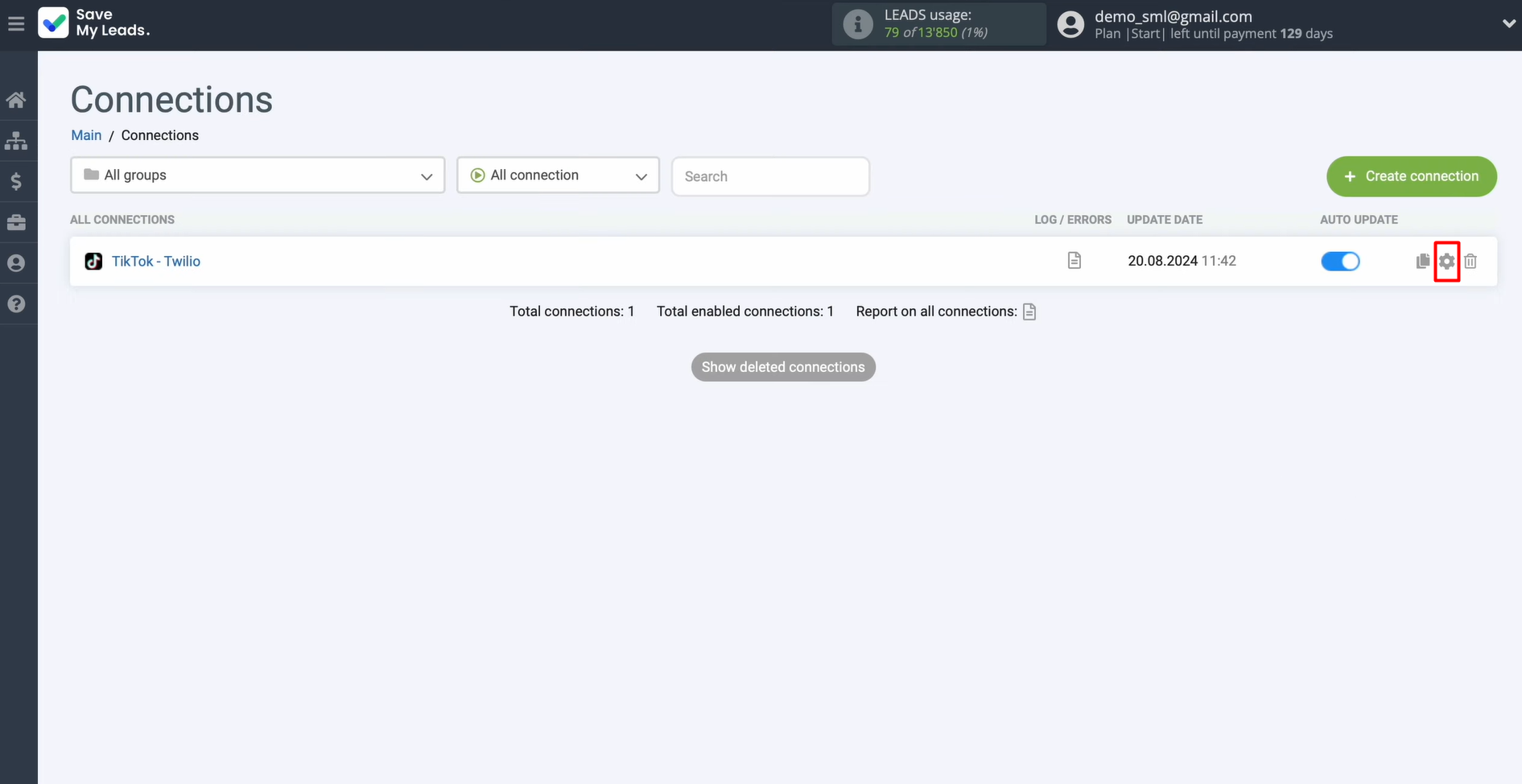 Click on the gear icon